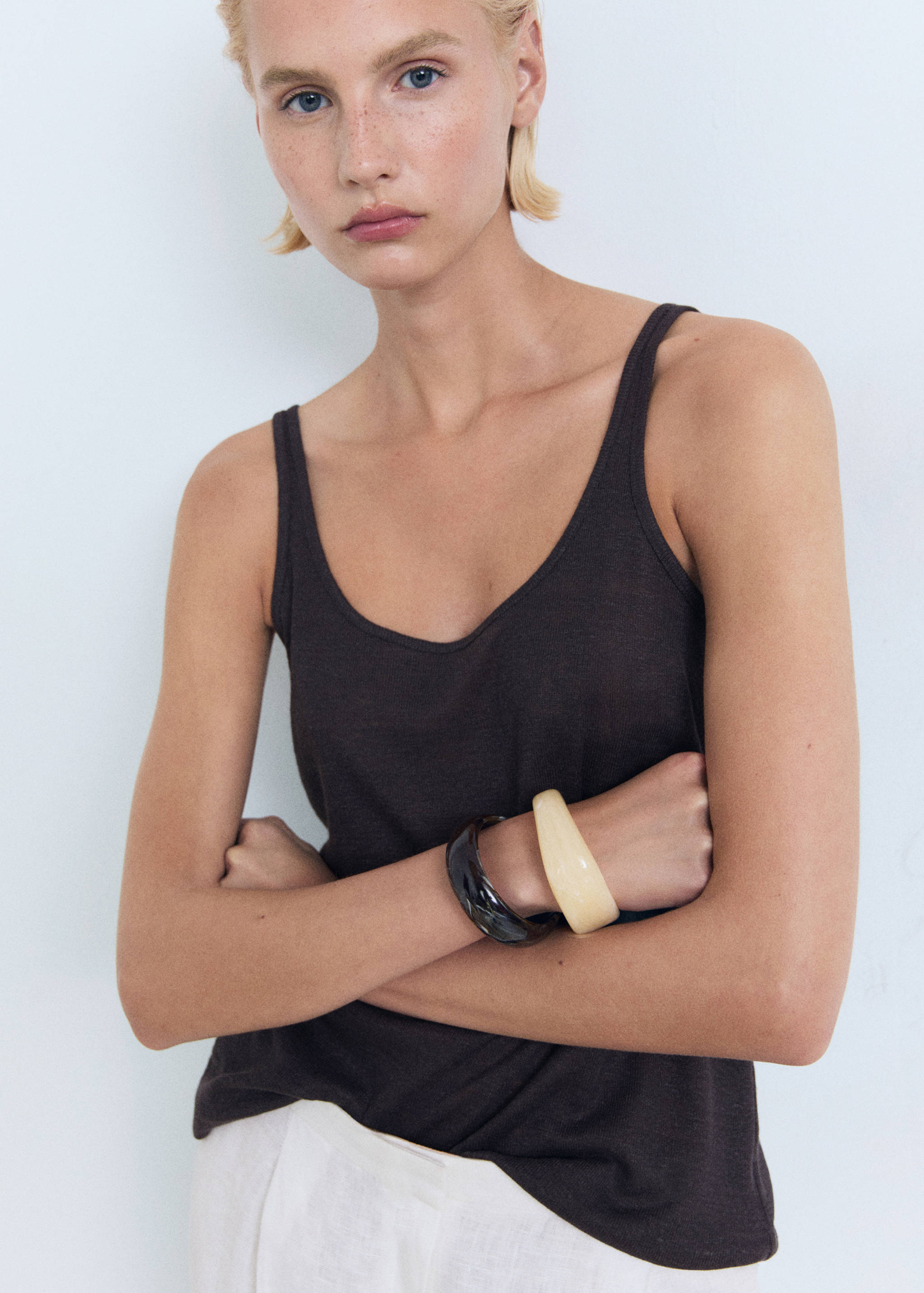 Strappy linen top - Medium plane