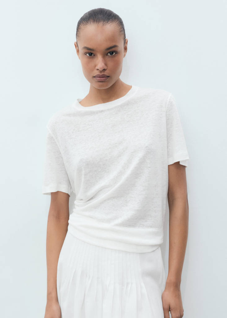 Short-sleeved linen t-shirt — Off White