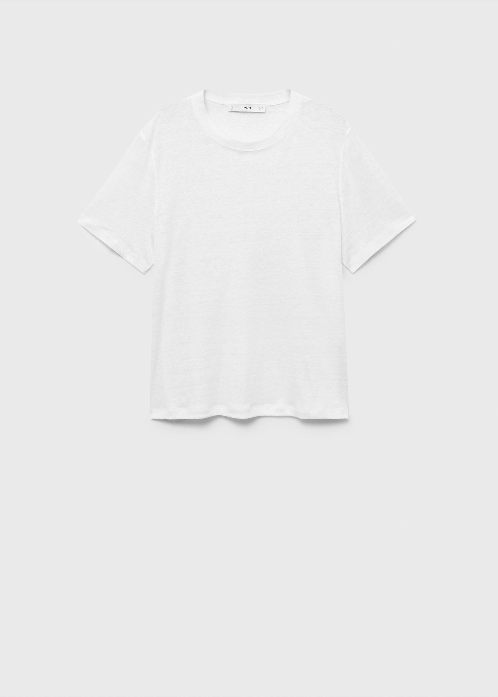 T-shirt lin manches courtes - Article sans modèle, Blanc cassé. Ref: 17081218-00.
