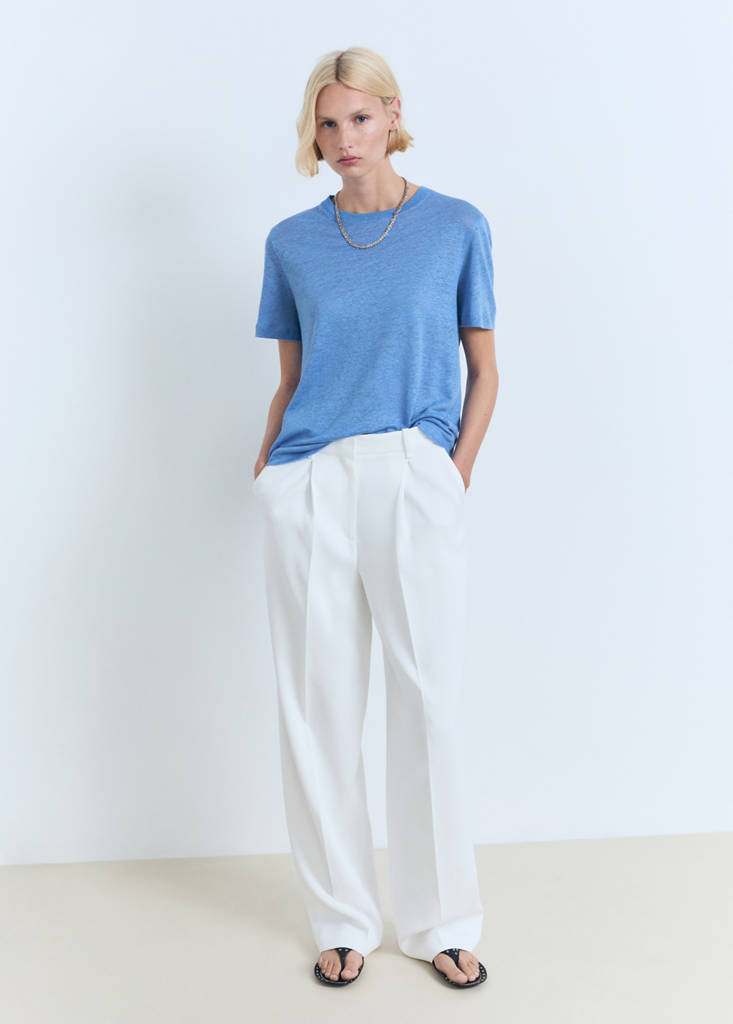 Short-sleeved linen t-shirt — Sky Blue