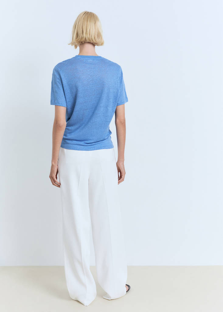 Short-sleeved linen t-shirt — Sky Blue