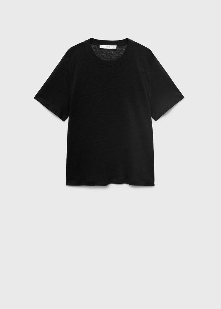 Short-sleeved linen t-shirt — Black