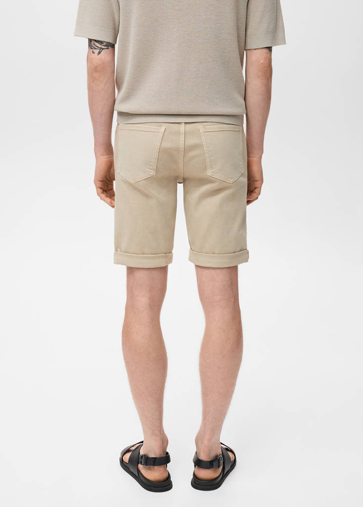 Slim-fit denim bermuda shorts — Sand