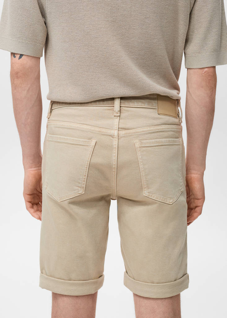 Slim-fit denim bermuda shorts — Sand