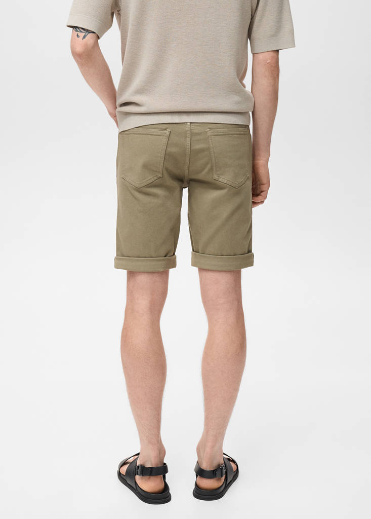 Slim-fit denim bermuda shorts — Khaki