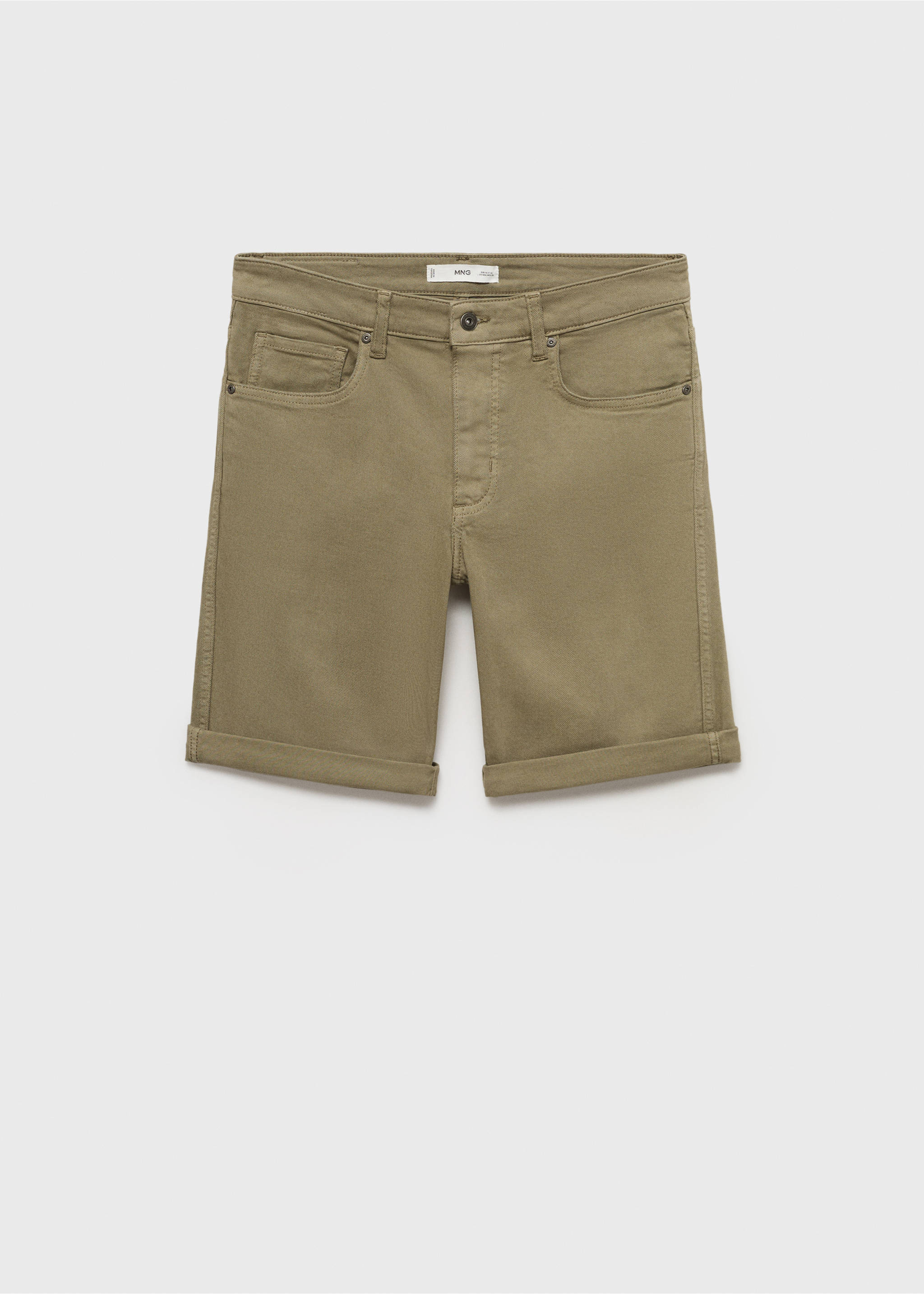 Slim-fit denim bermuda shorts - Article without model, Khaki. Ref: 17081220-00.