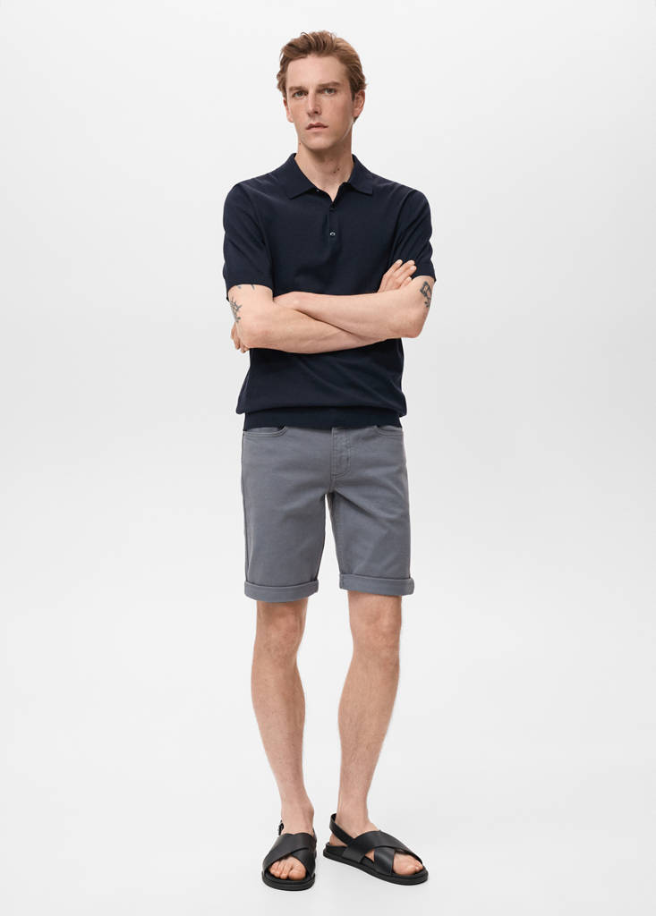 Slim-fit denim bermuda shorts — Indigo Blue