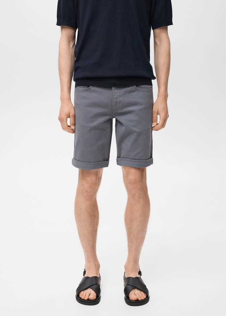 Slim-fit denim bermuda shorts — Indigo Blue