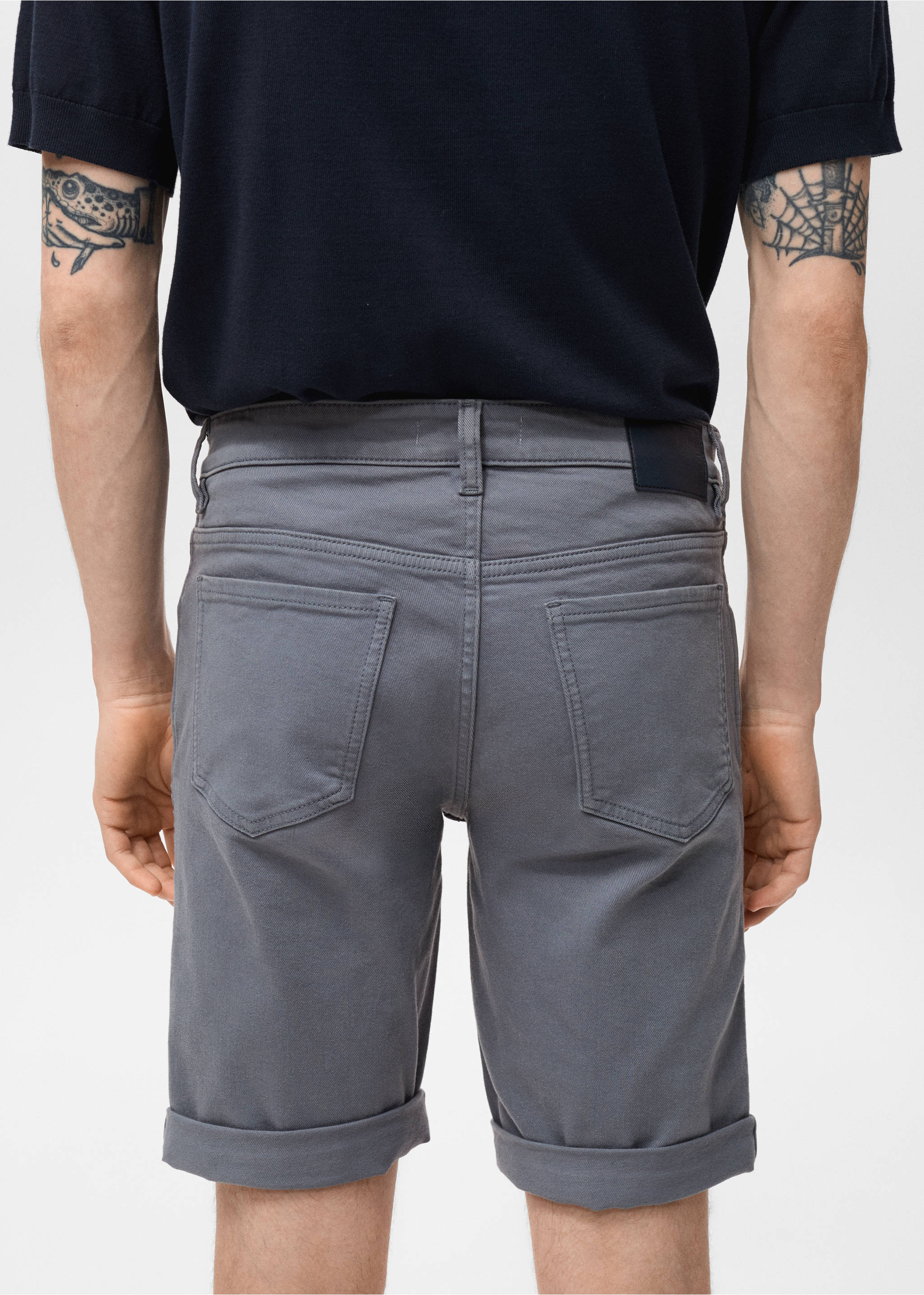 Slim-fit denim bermuda shorts - Details of the article 3, Indigo Blue. Ref: 17081220-00.