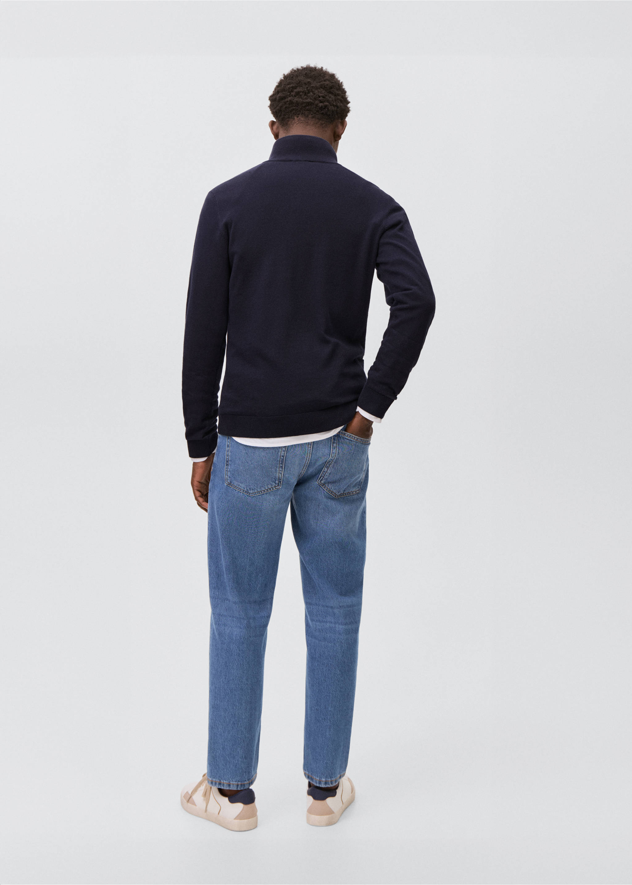 سترة محبوكة برقبة بيركنز - الجهة الخلفية للمنتج, أزرق غامق. Ref: 17081223-00.