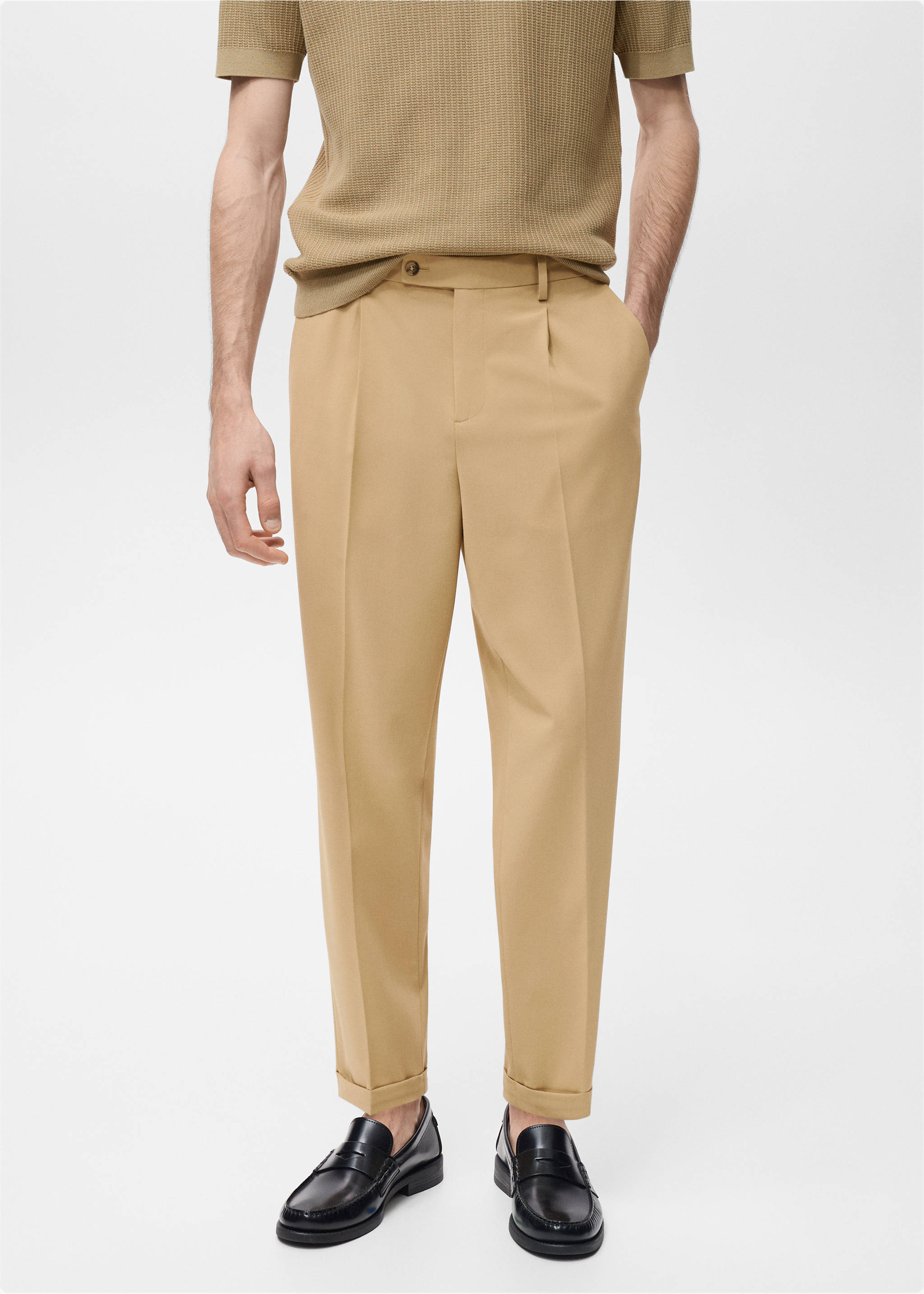 Boston regular-fit suit pants - Medium plane, Beige. Ref: 17081227-00.