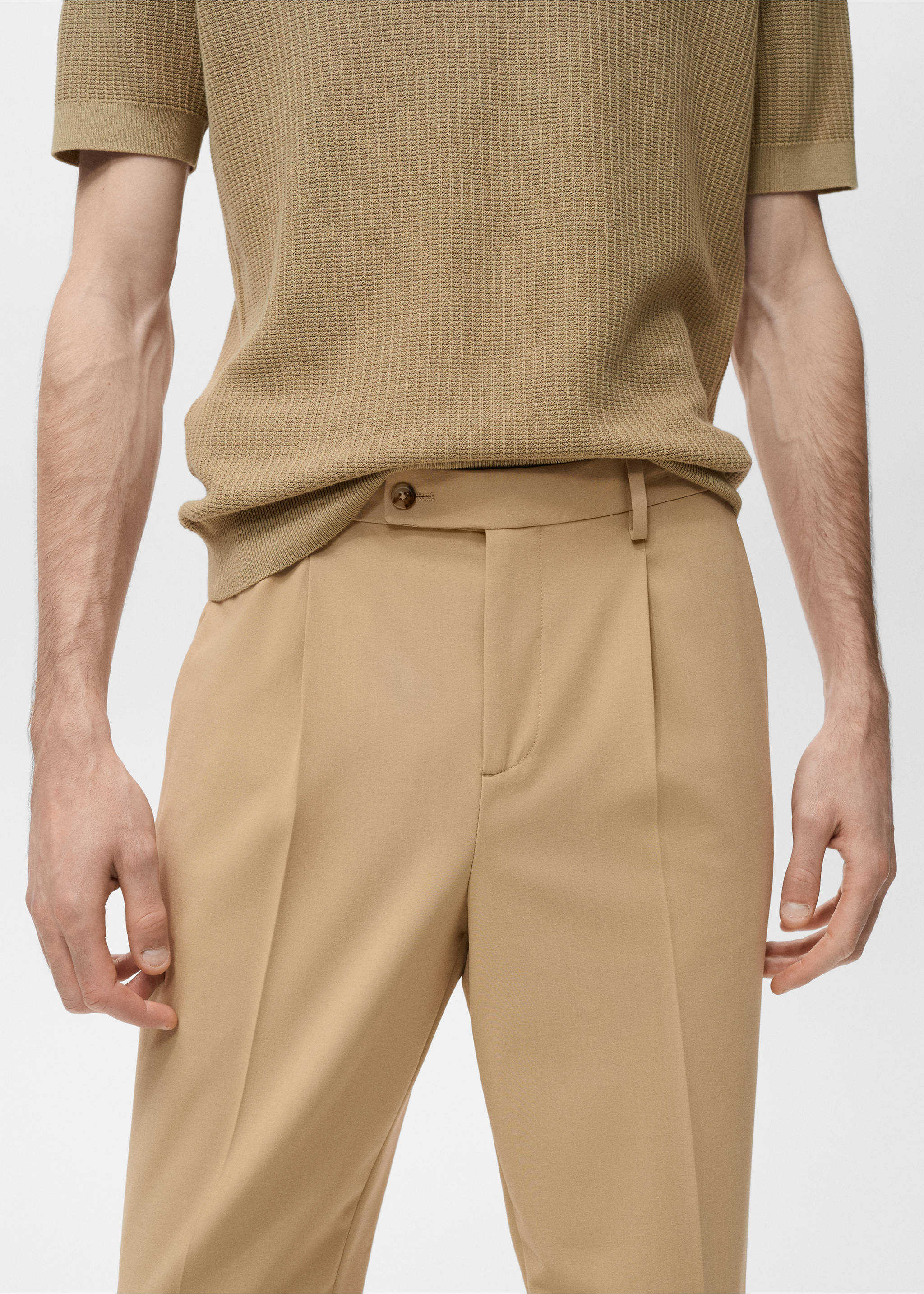 Boston regular-fit suit pants - Details of the article 1, Beige. Ref: 17081227-00.