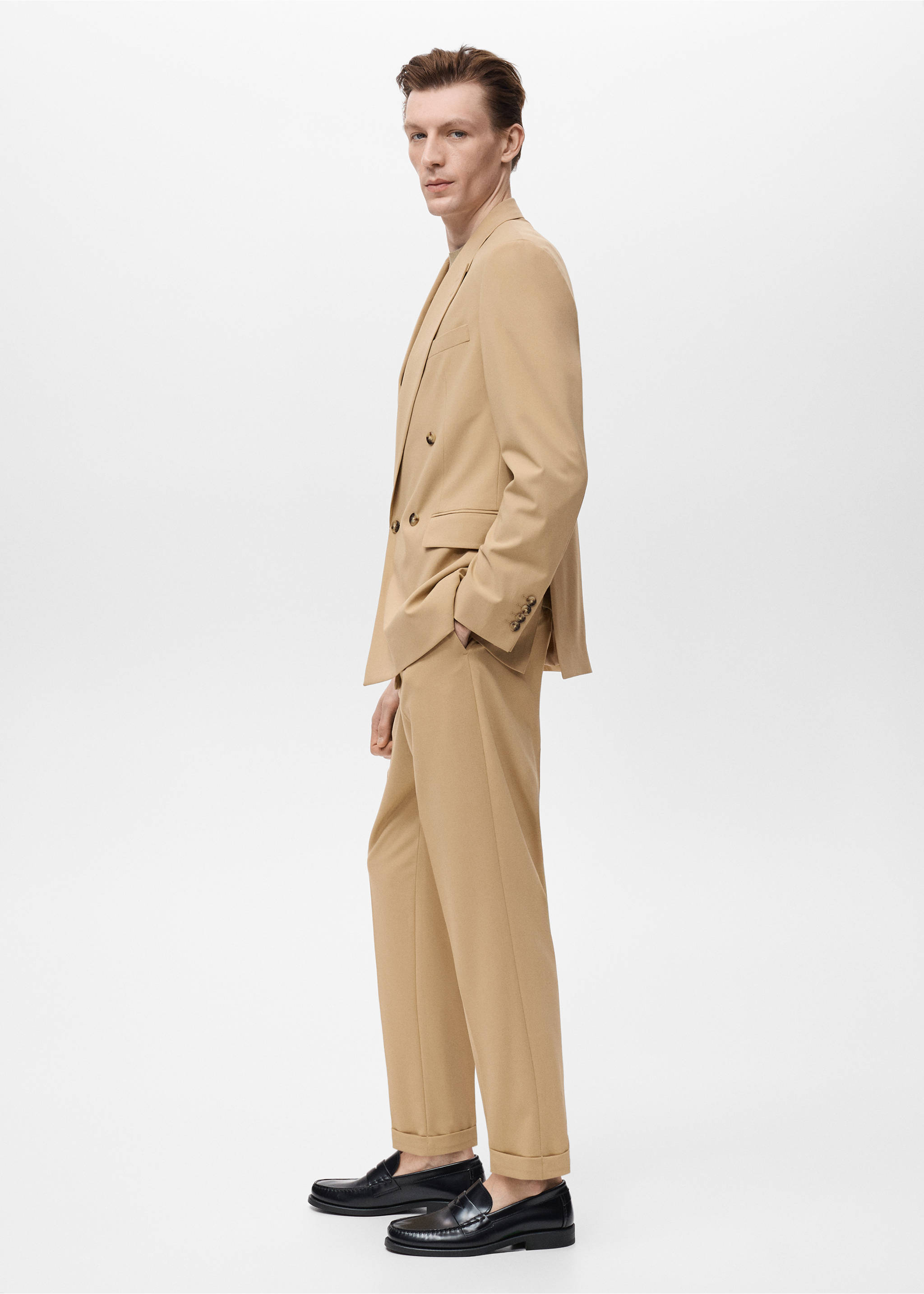 Boston regular-fit suit pants - Details of the article 2, Beige. Ref: 17081227-00.