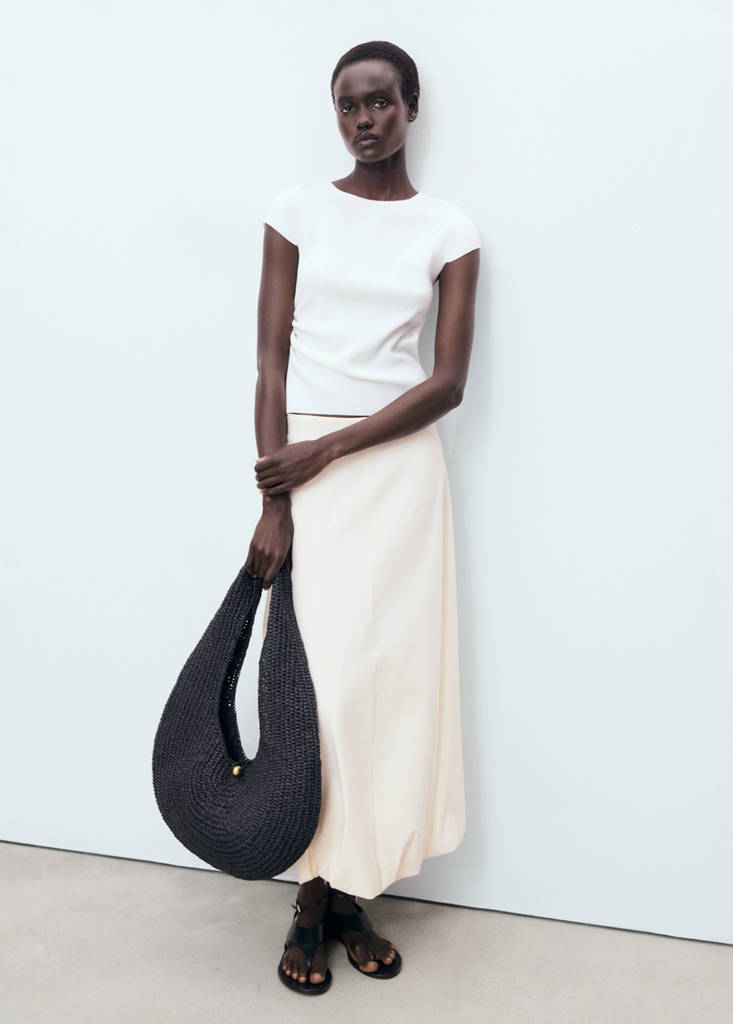 Long balloon skirt — Ecru