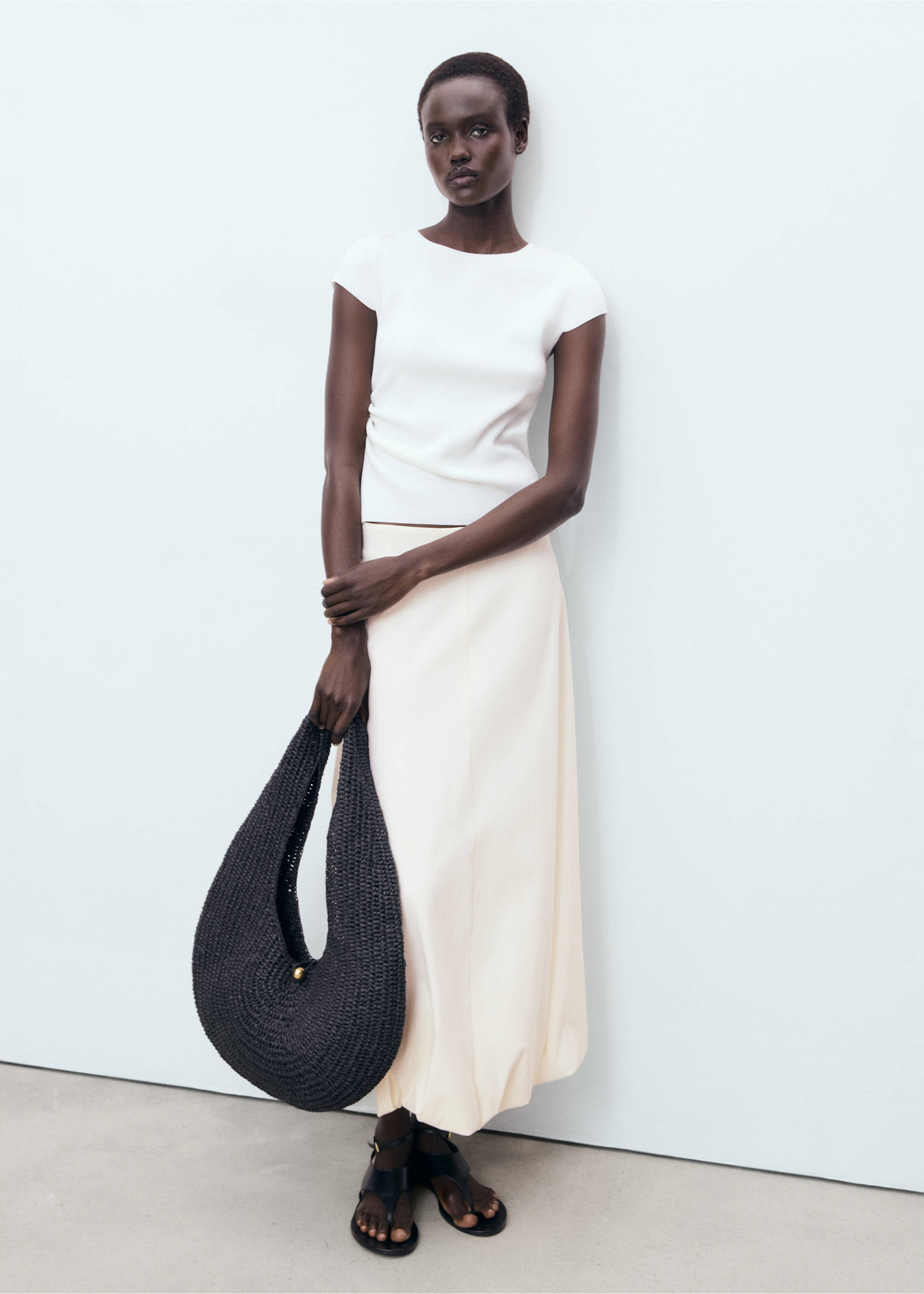 Long balloon skirt - General plane, Ecru. Ref: 17081236-00.