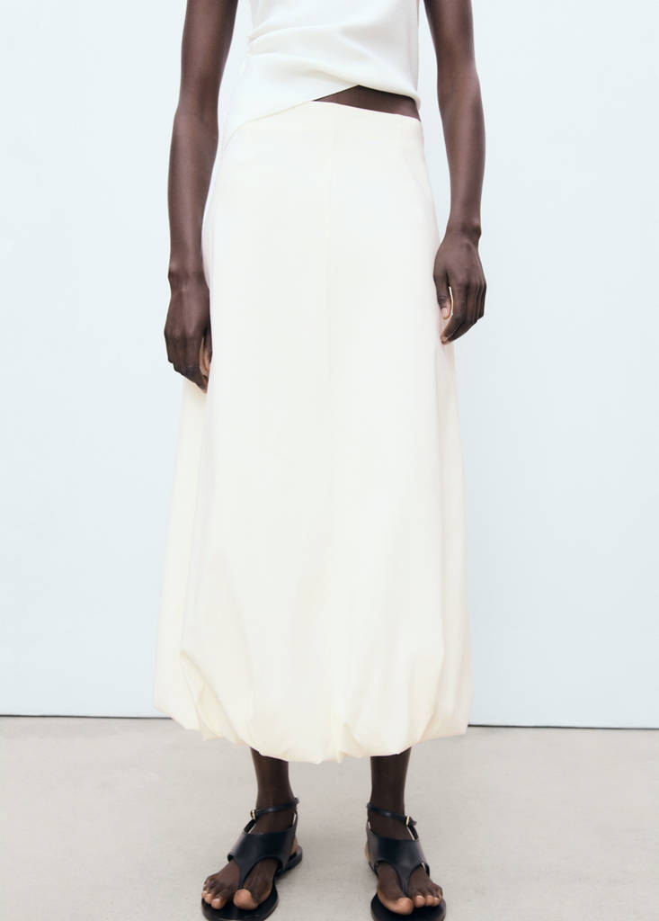 Long balloon skirt — Ecru