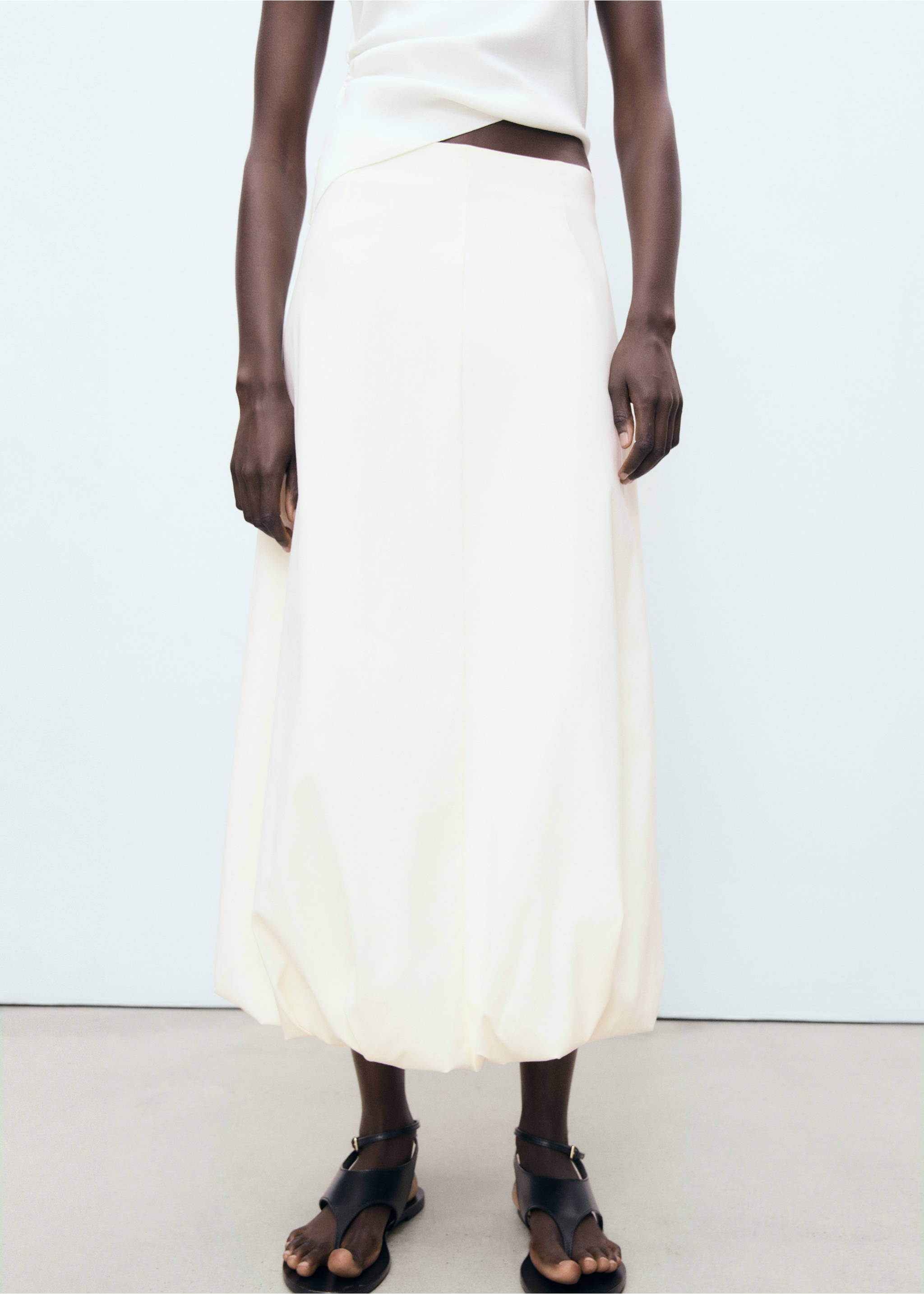 Long balloon skirt - Medium plane, Ecru. Ref: 17081236-00.