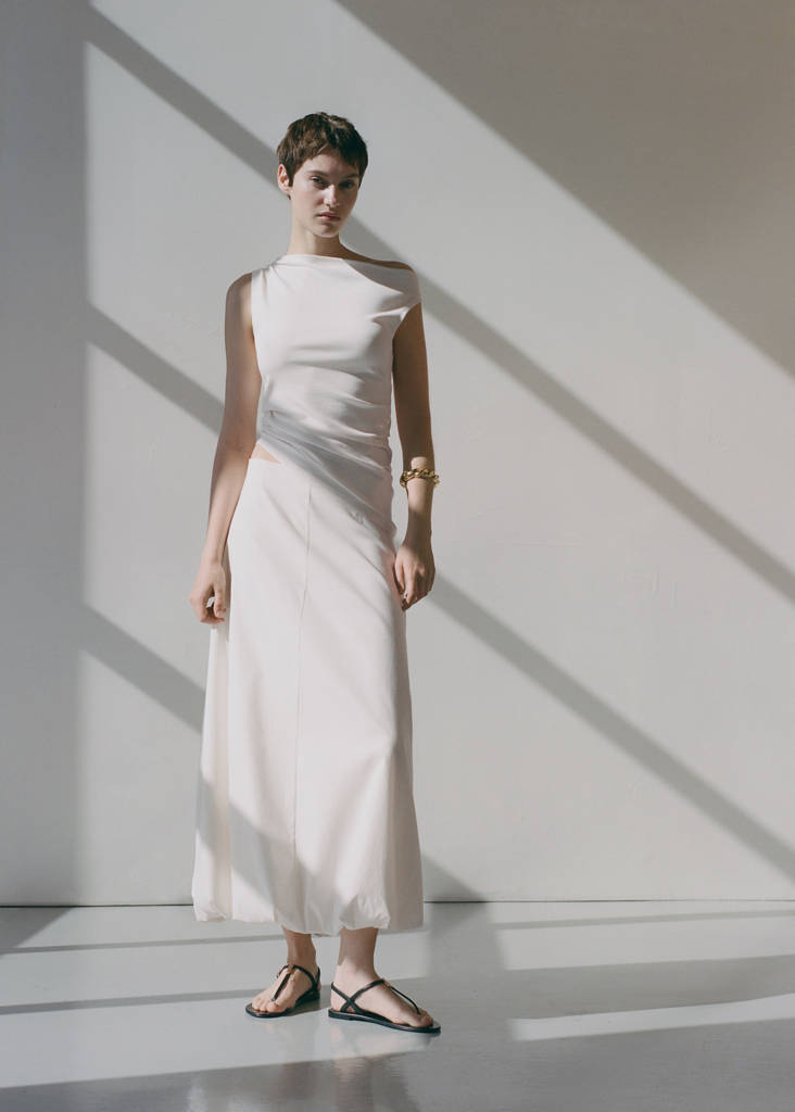 Long balloon skirt — Ecru