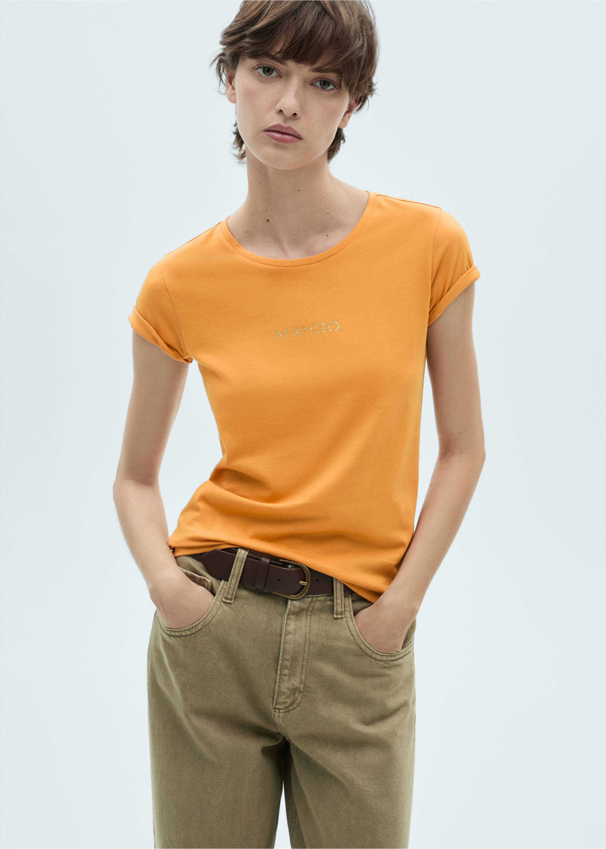 Logo cotton T-shirt - Medium plane, Mustard. Ref: 17081238-00.