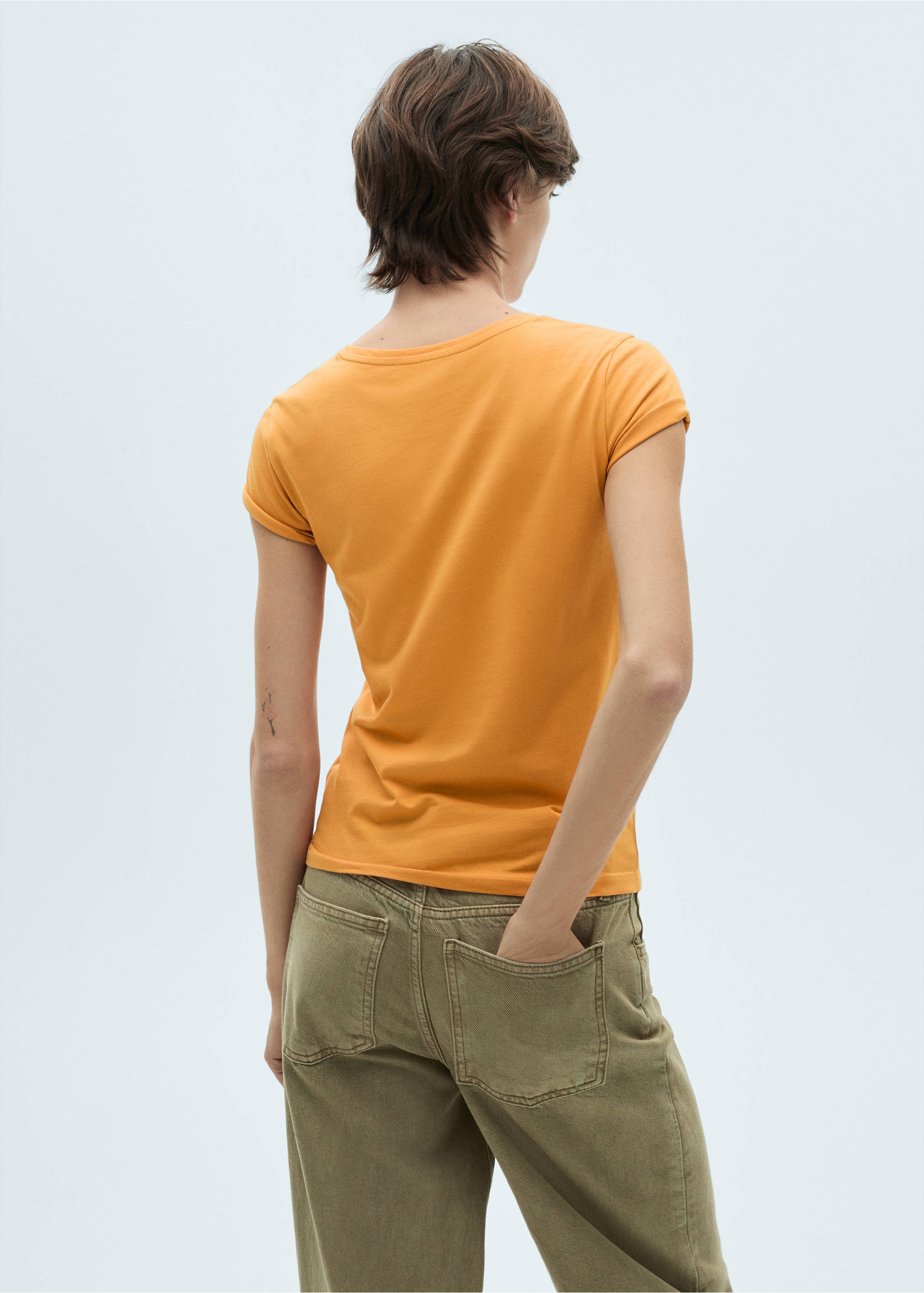 Logo cotton T-shirt - Reverse of the article, Mustard. Ref: 17081238-00.