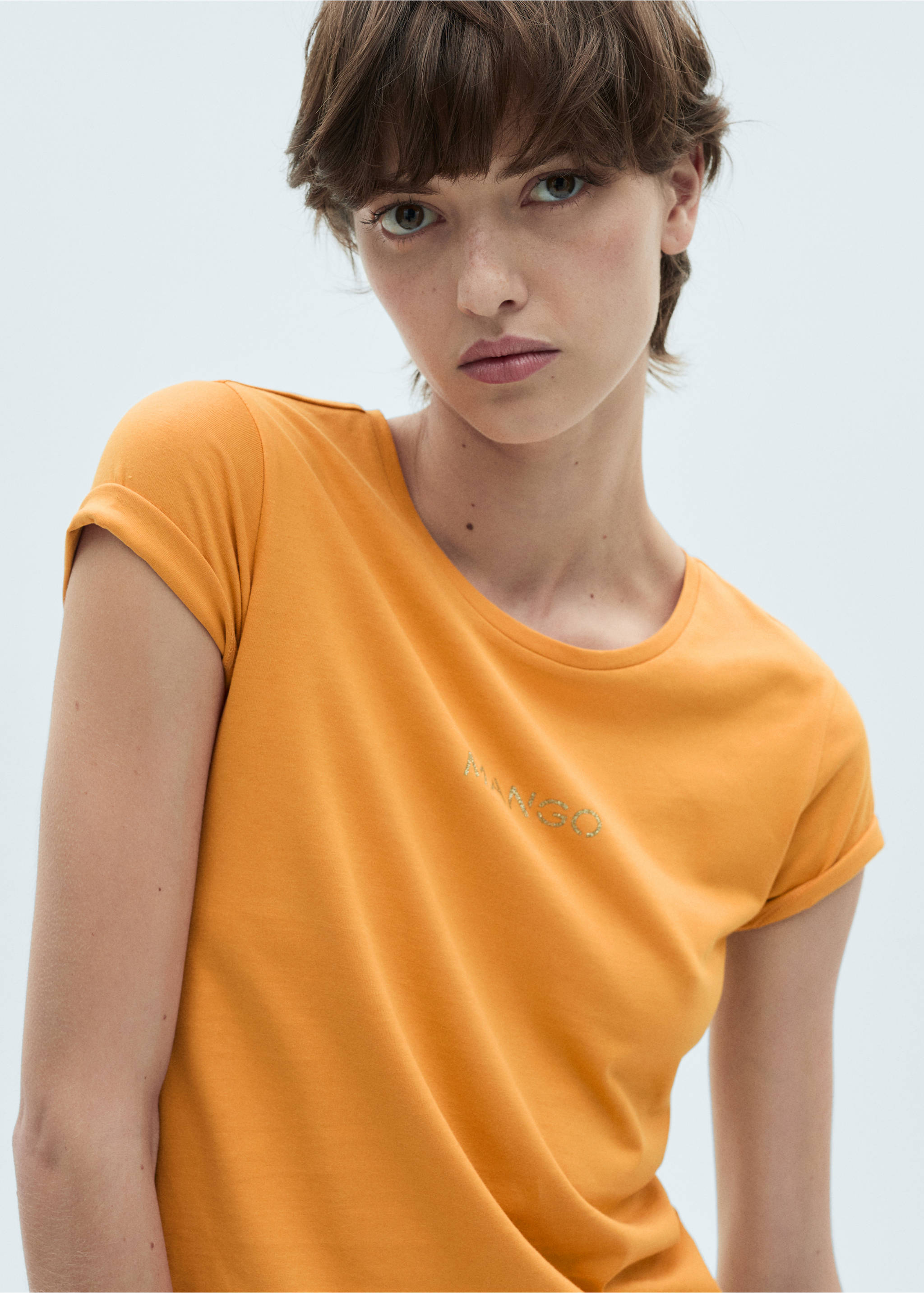 Logo cotton T-shirt - Details of the article 1, Mustard. Ref: 17081238-00.