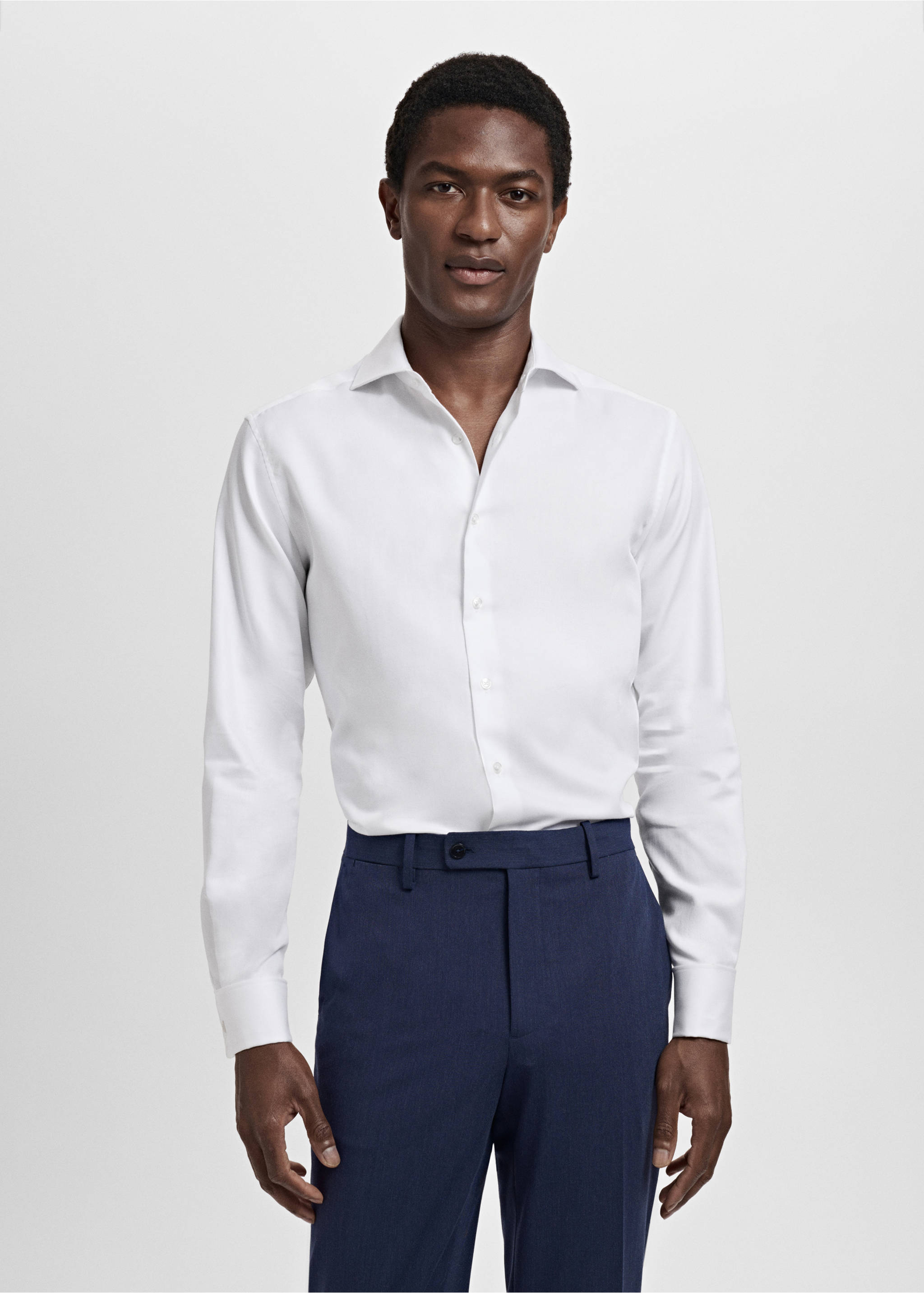 Chemise costume 100 % coton - Plan moyen, Blanc. Ref: 17081239-00.
