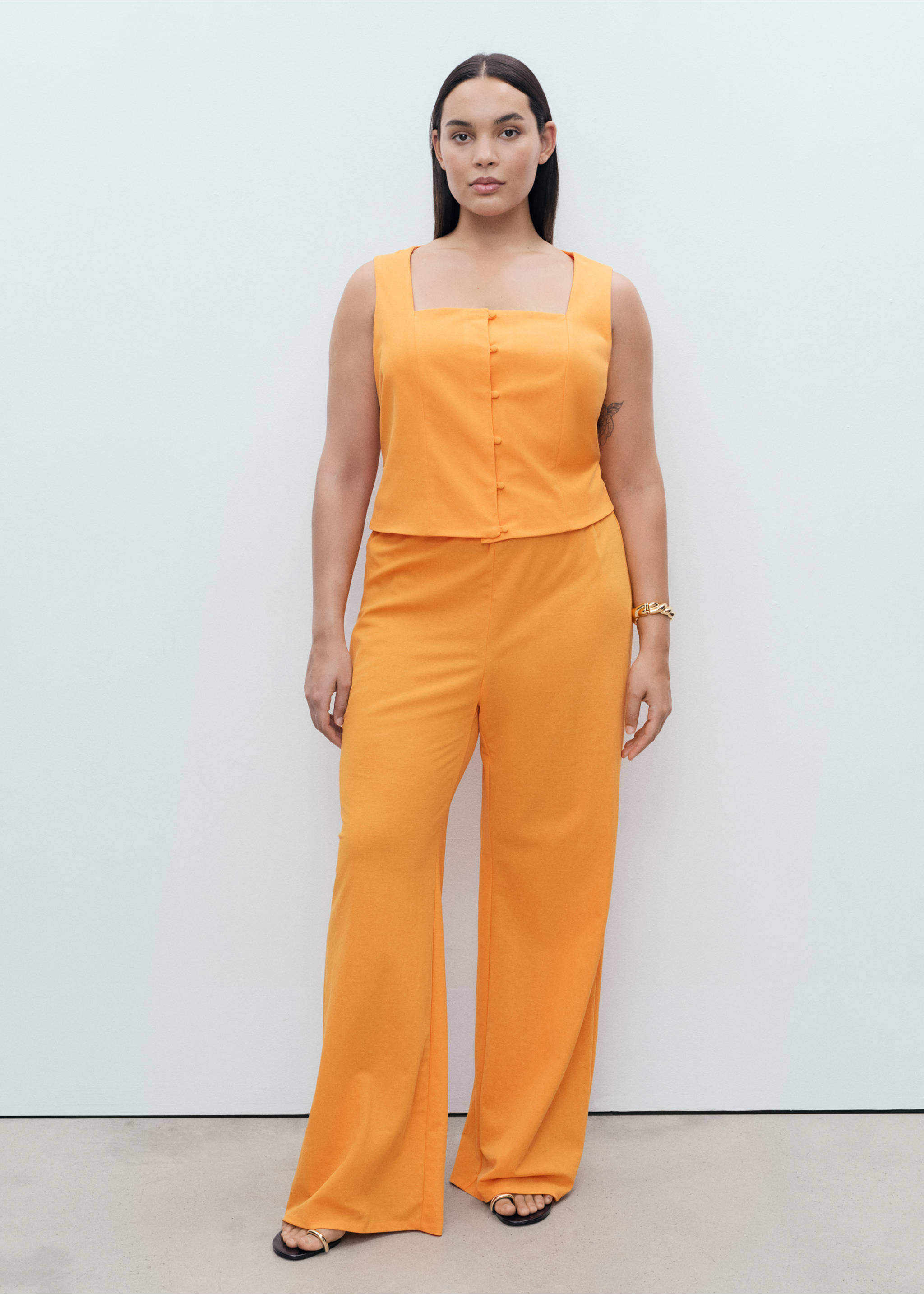 Top algodón botones - Detalle del artículo 3, Naranja. Ref: 17081241-00.