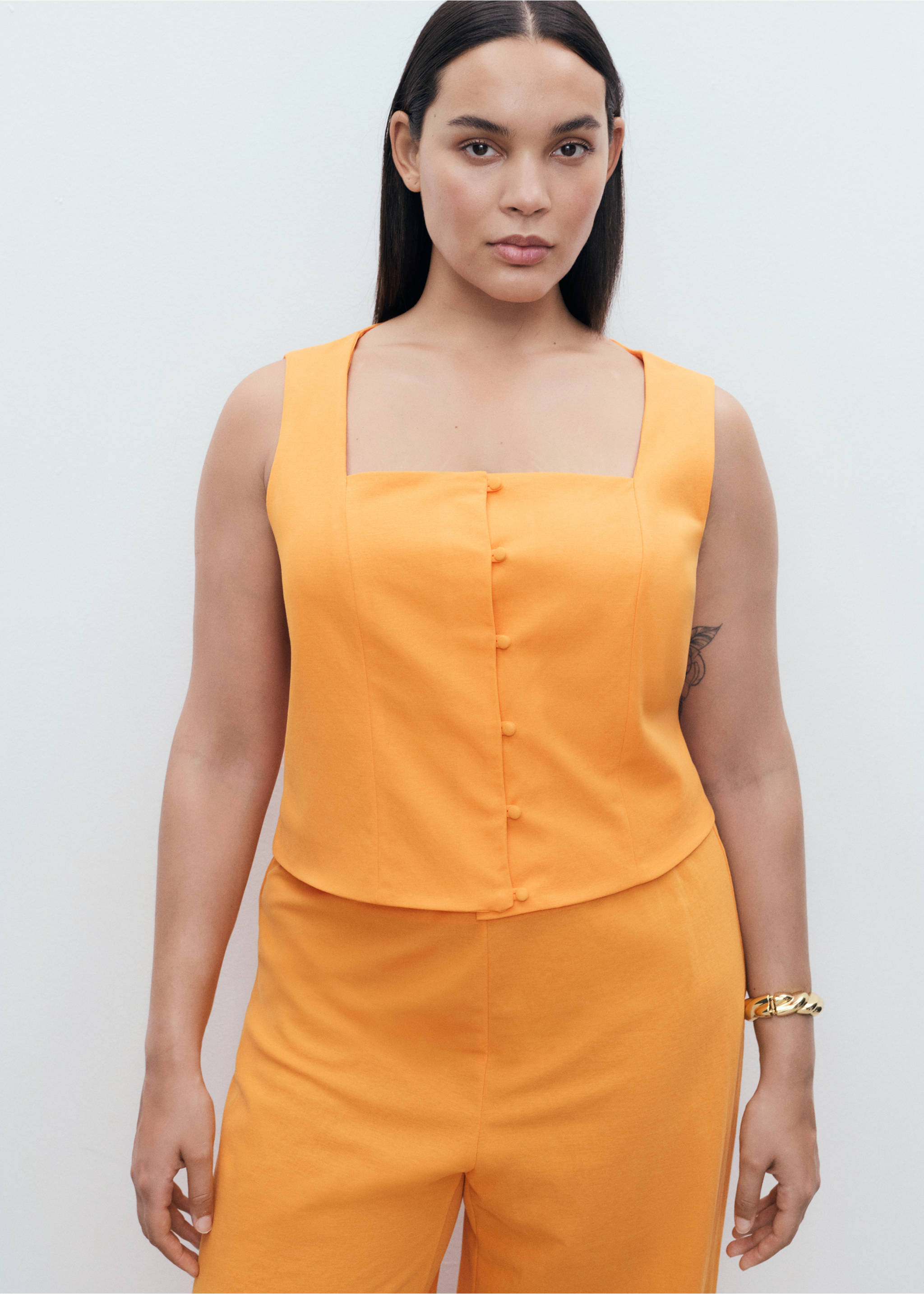 Top algodón botones - Detalle del artículo 5, Naranja. Ref: 17081241-00.