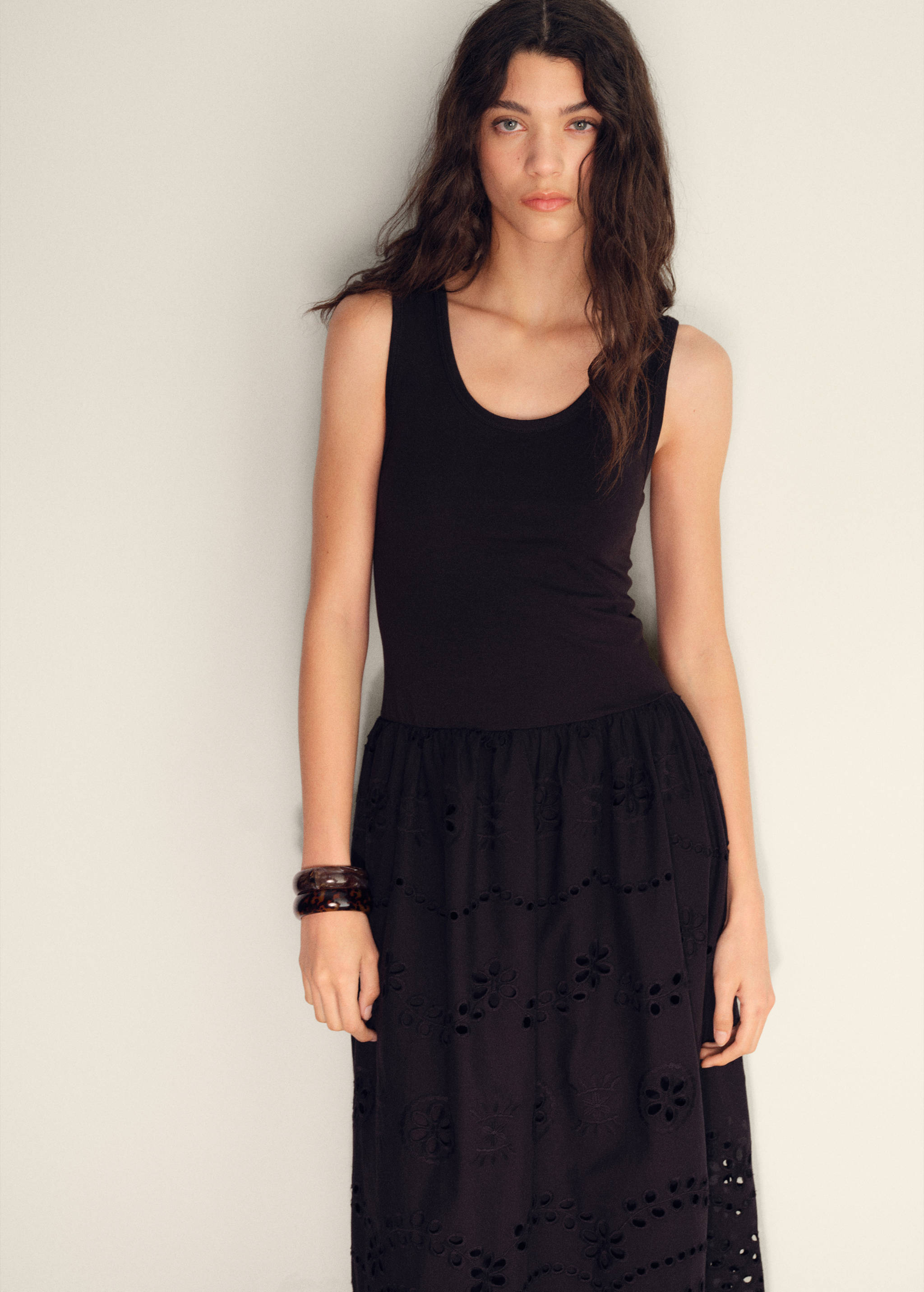 Openwork embroidered combined dress - Medium plane