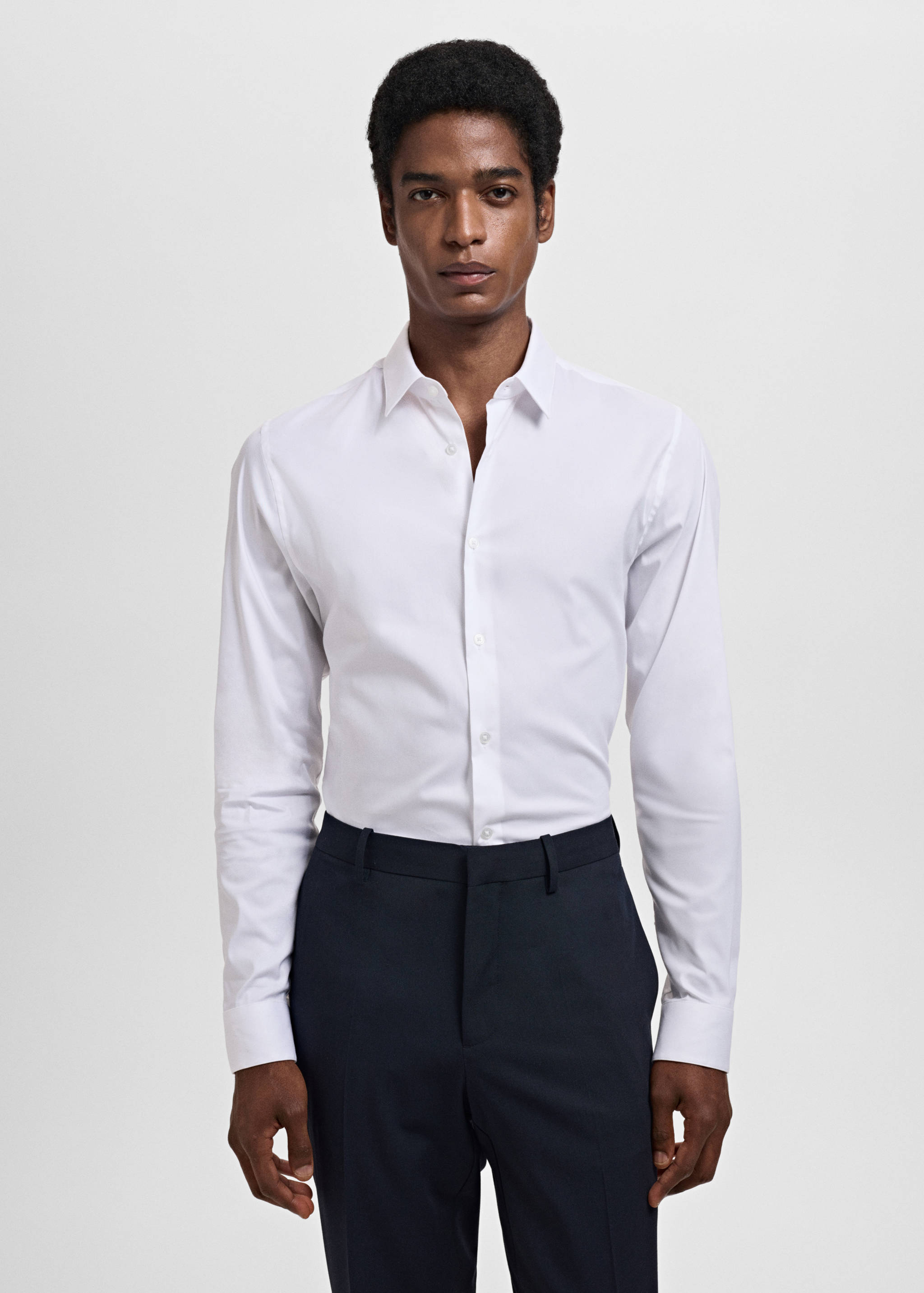 Slim fit cotton suit shirt - Medium plane