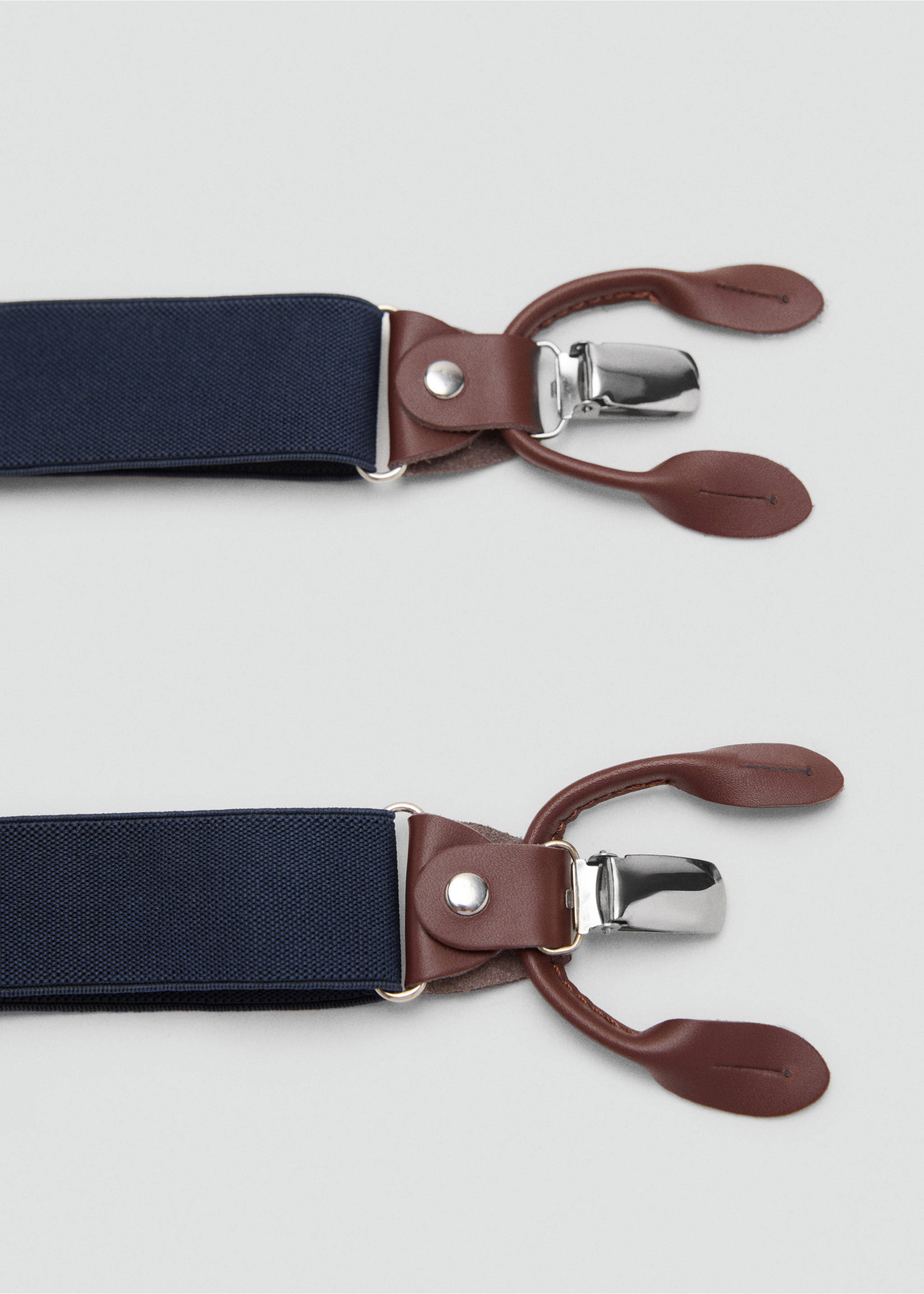 Adjustable elastic straps with leather details - Details of the article 1, Navy. Ref: 17081244-00.