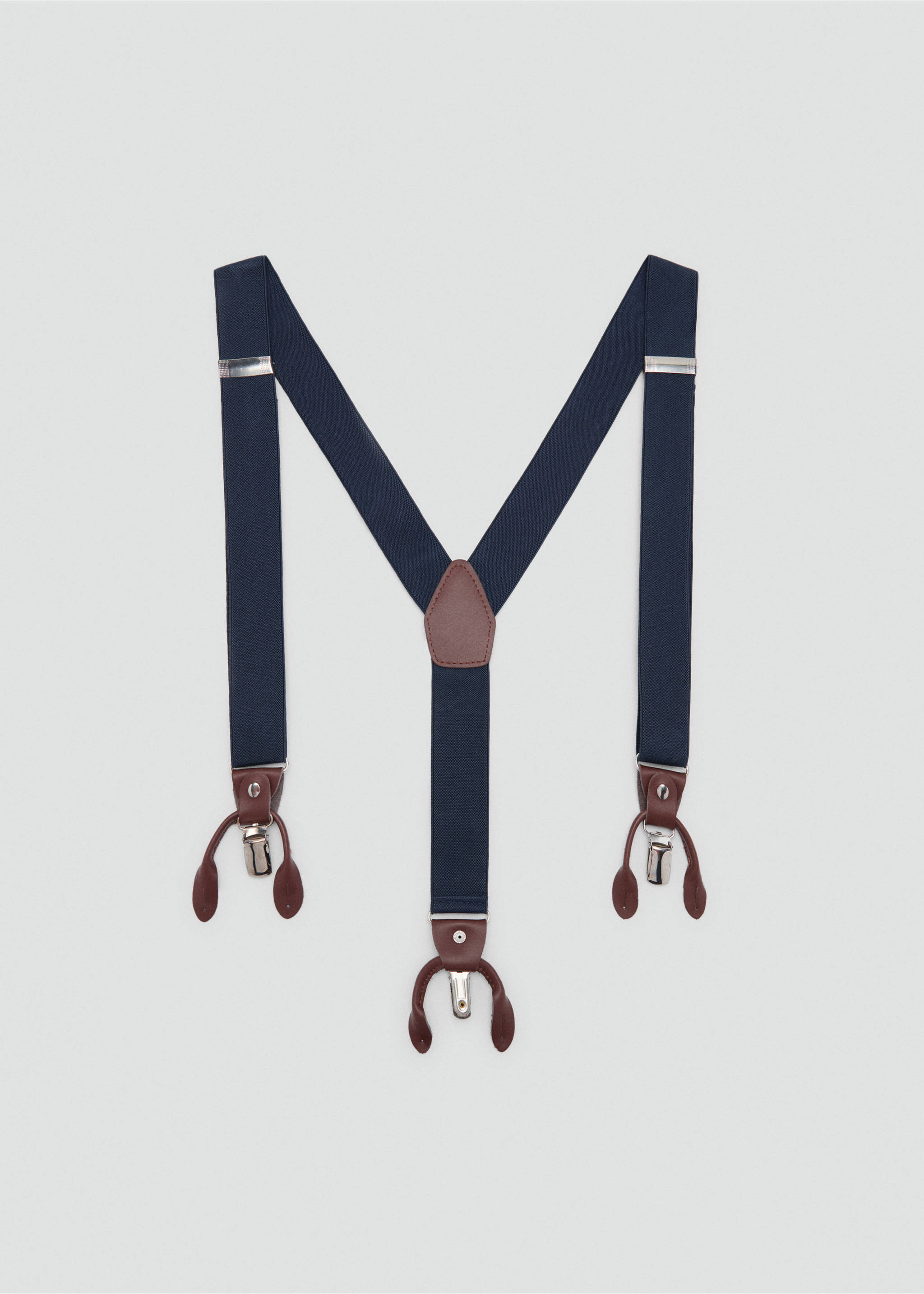 Adjustable elastic straps with leather details - Article without model, Navy. Ref: 17081244-00.