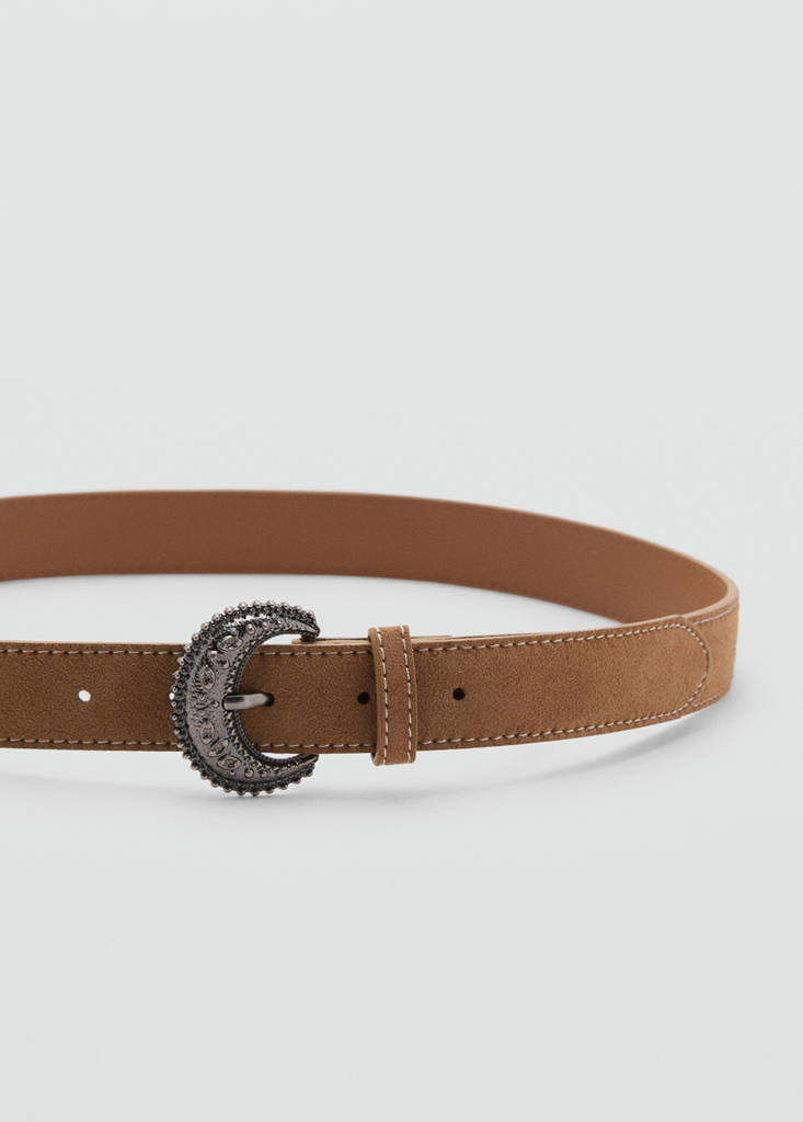 Suede leather belt — Medium Brown