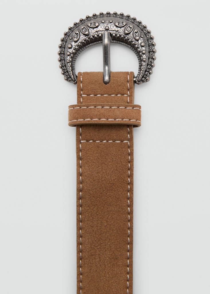 Suede leather belt — Medium Brown