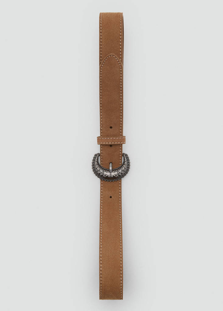 Suede leather belt — Medium Brown