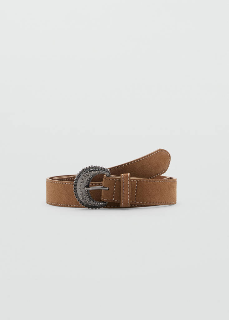 Suede leather belt — Medium Brown