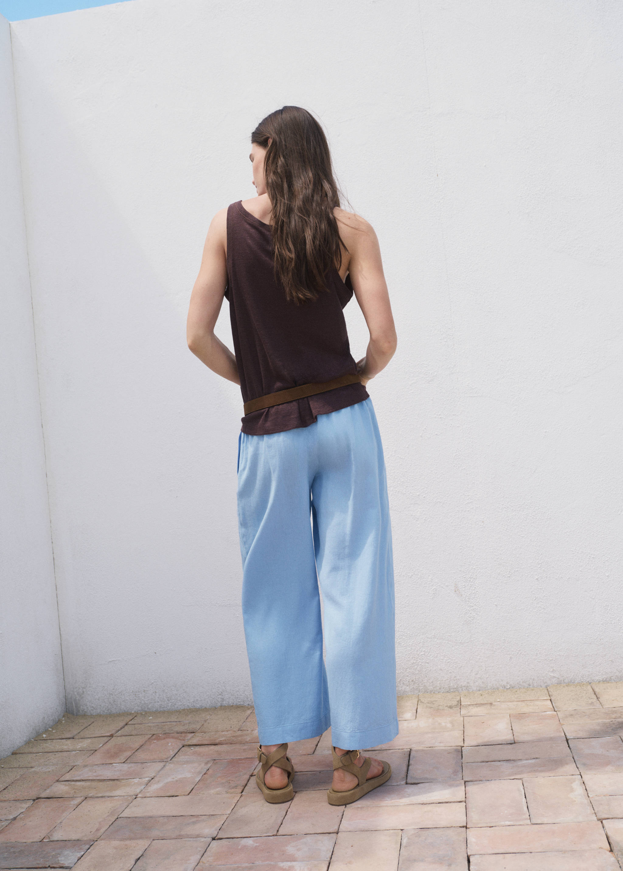 Cropped linen-blend trousers - Reverse of the article