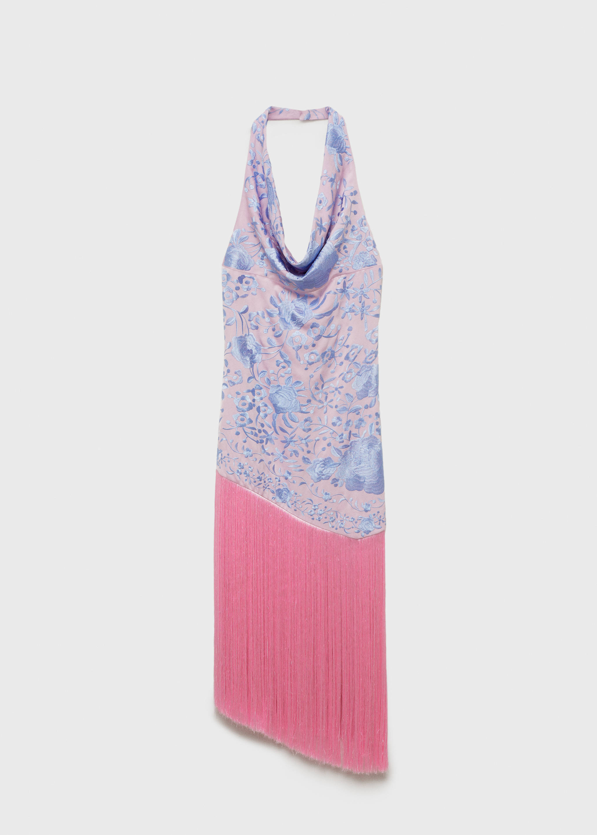 Asymmetrical dress with embroidered fringes - Article without model