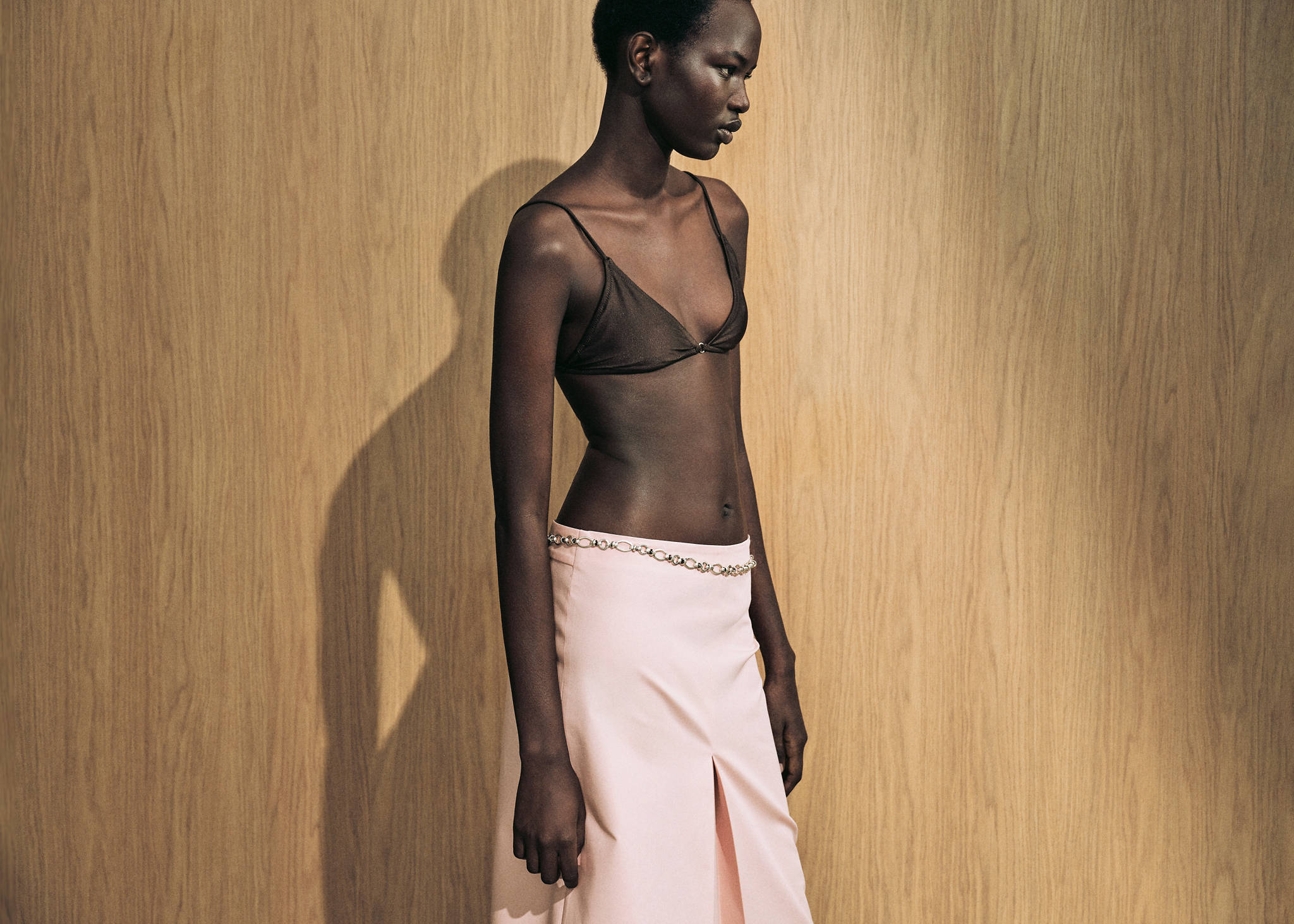 Cotton midi-skirt with pleat detail - Panoramic plane