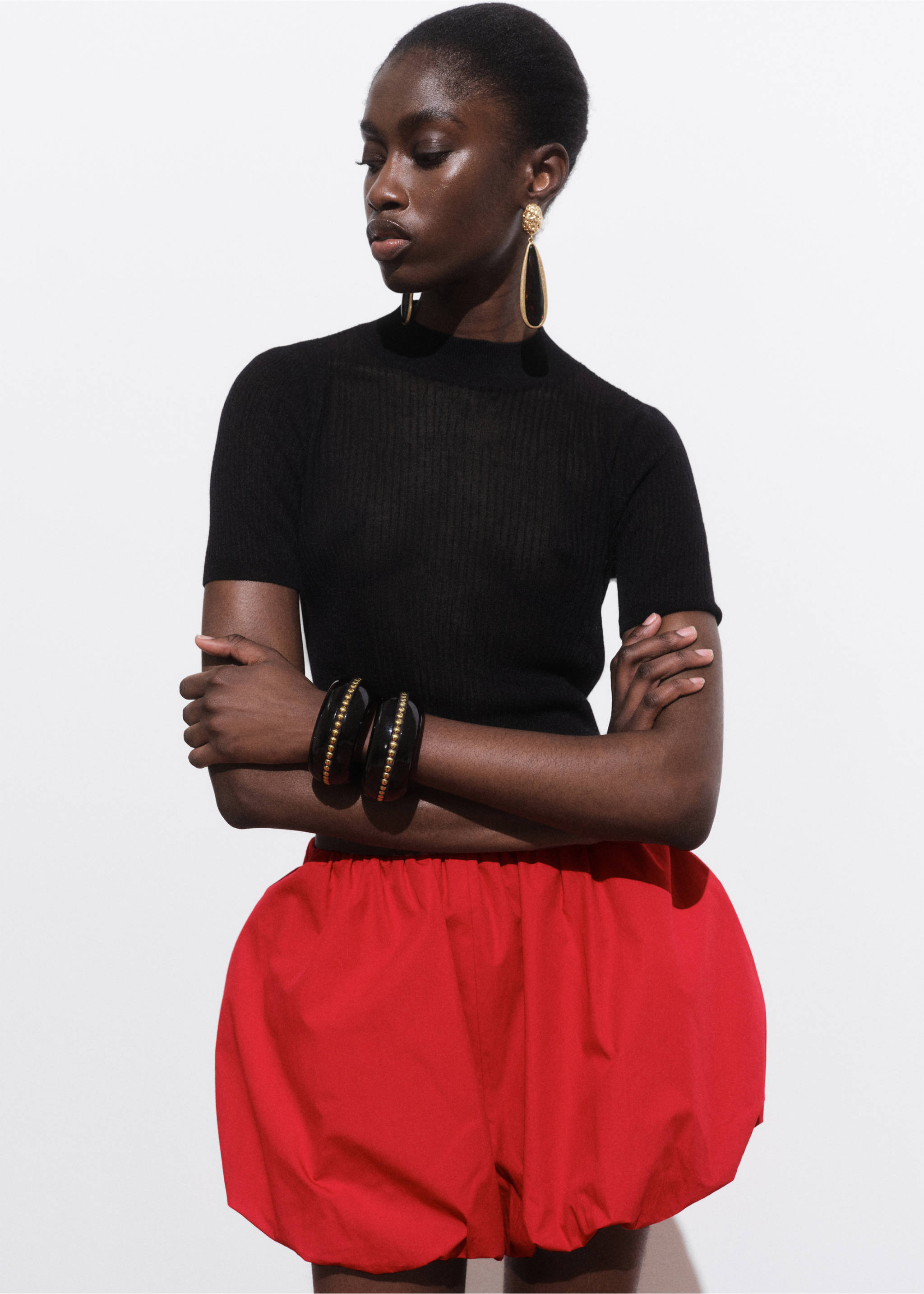 Jersey punto crop - Plano medio, Negro. Ref: 17081267-00.