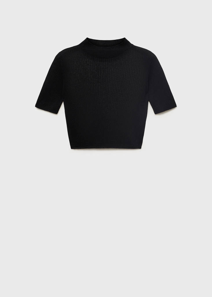 Knitted cropped sweater — Black