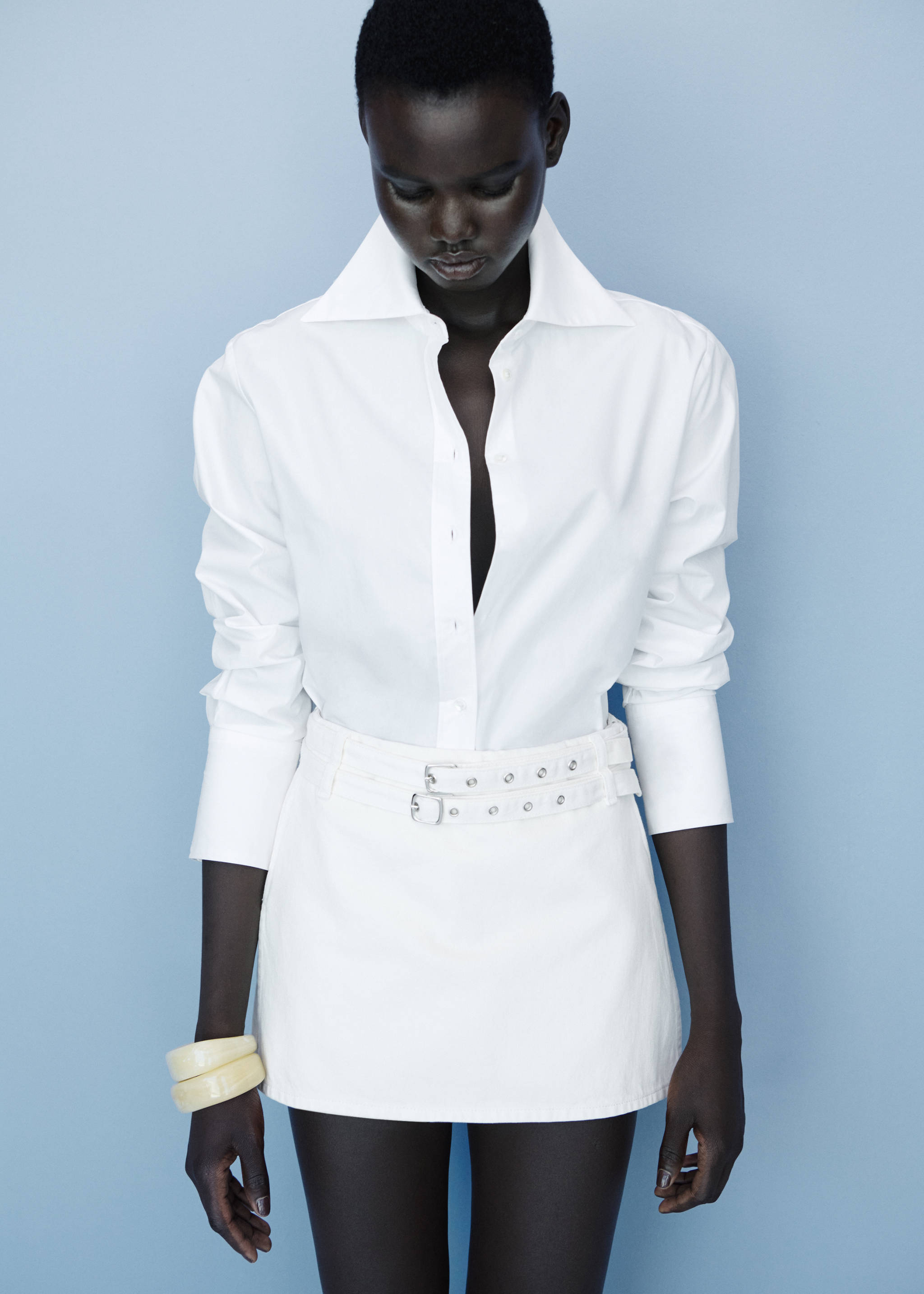 Denim culottes with double belt - Details of the article 7