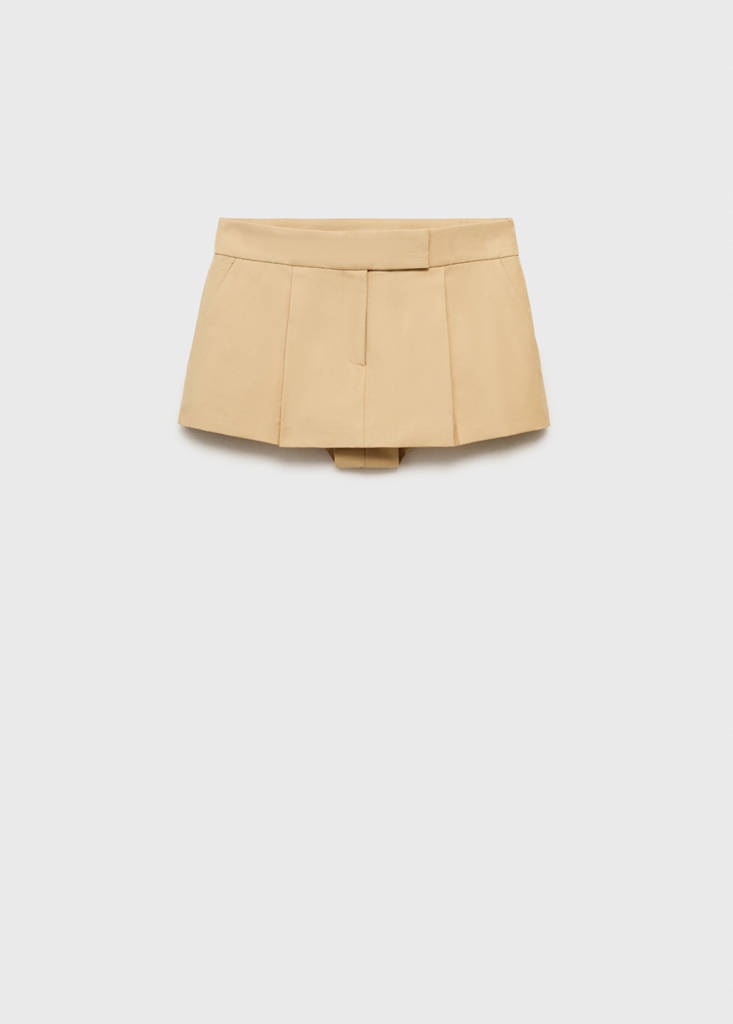 Mini-skirt with pleats — Beige