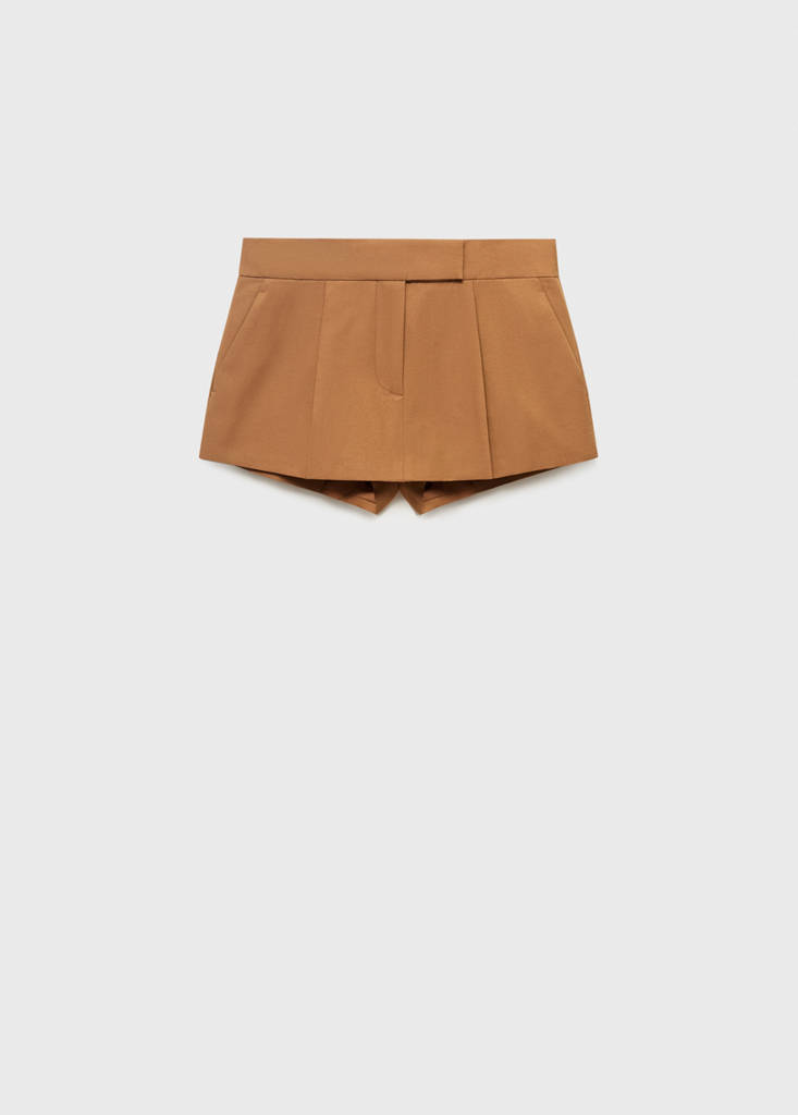 Mini-skirt with pleats — Medium Brown