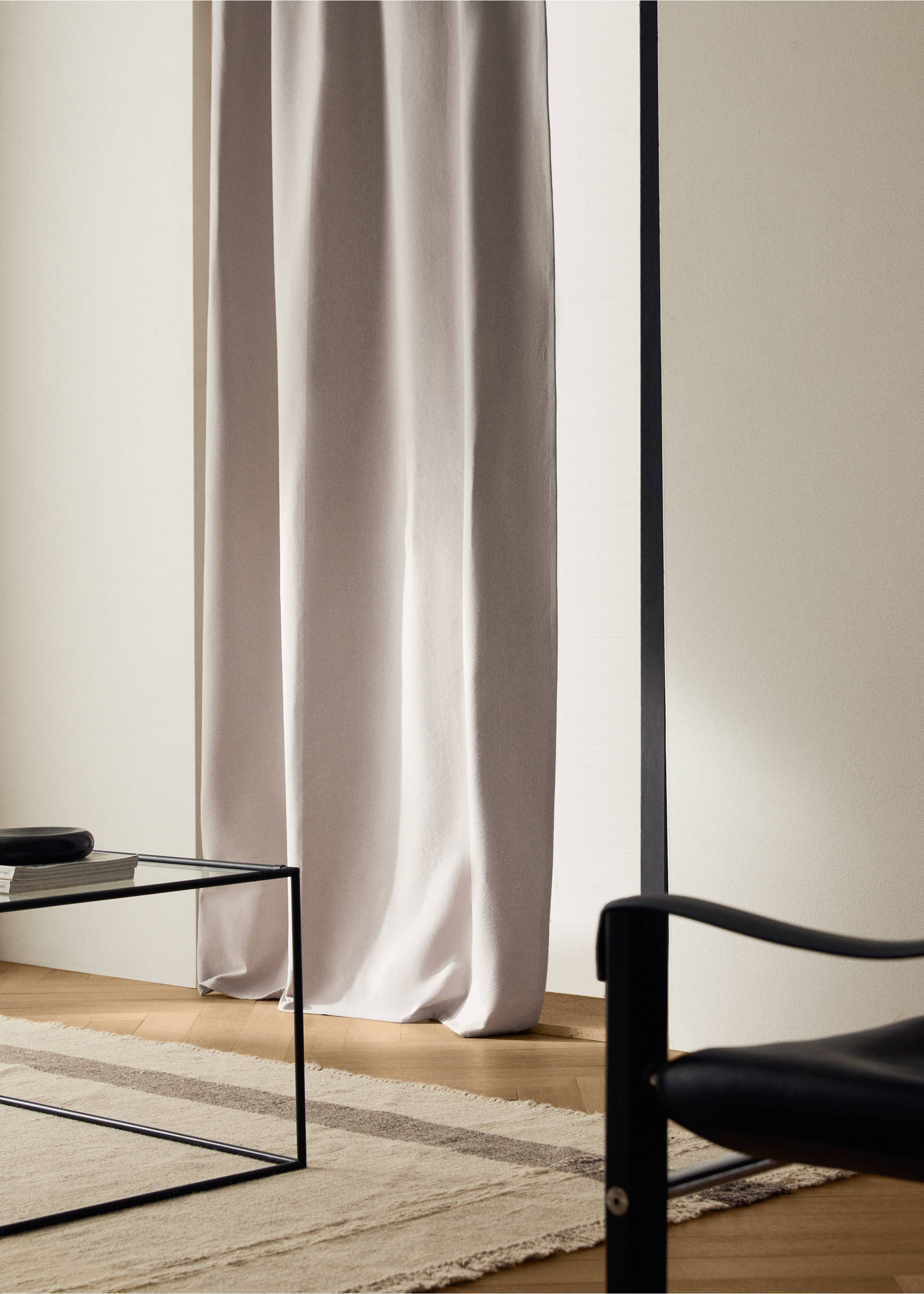 Cotton canvas design high-opacity curtain - General plane, Vanilla. Ref: 17081278-00.