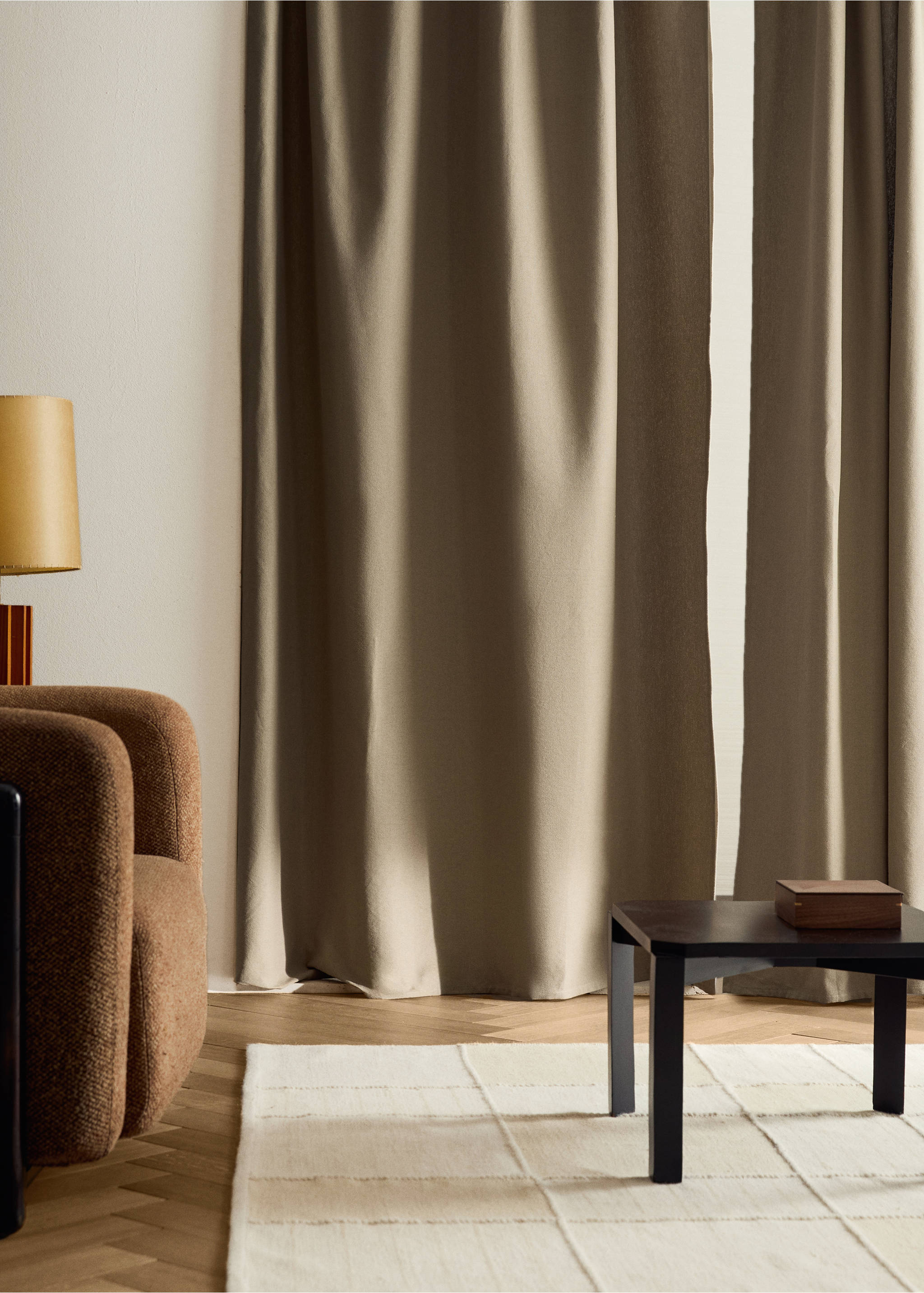 Cotton canvas design high-opacity curtain - General plane, Light Heather Grey. Ref: 17081278-00.