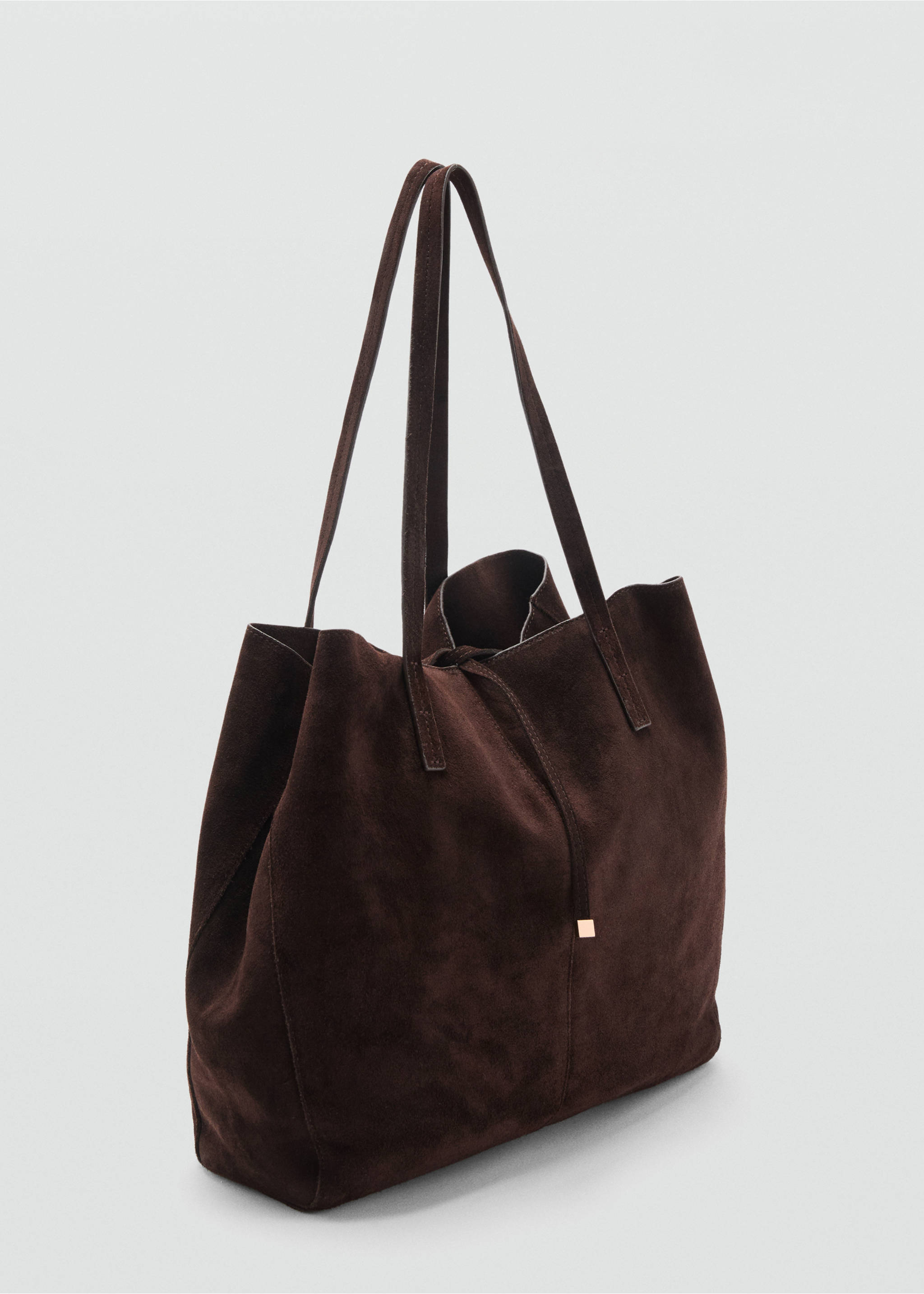 Suede shopper bag - Medium plane, Chocolate. Ref: 17081281-00.