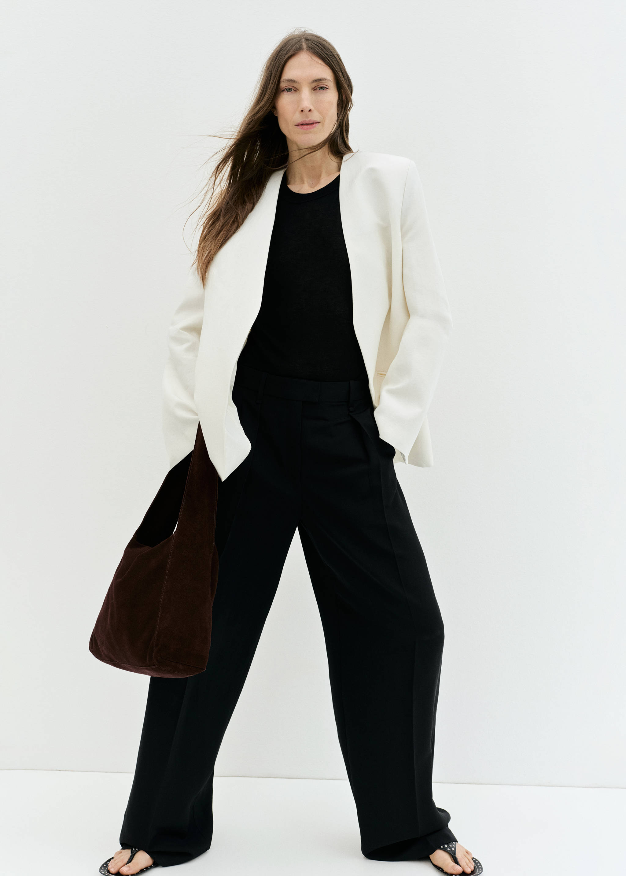 Suede shoulder bag - General plane