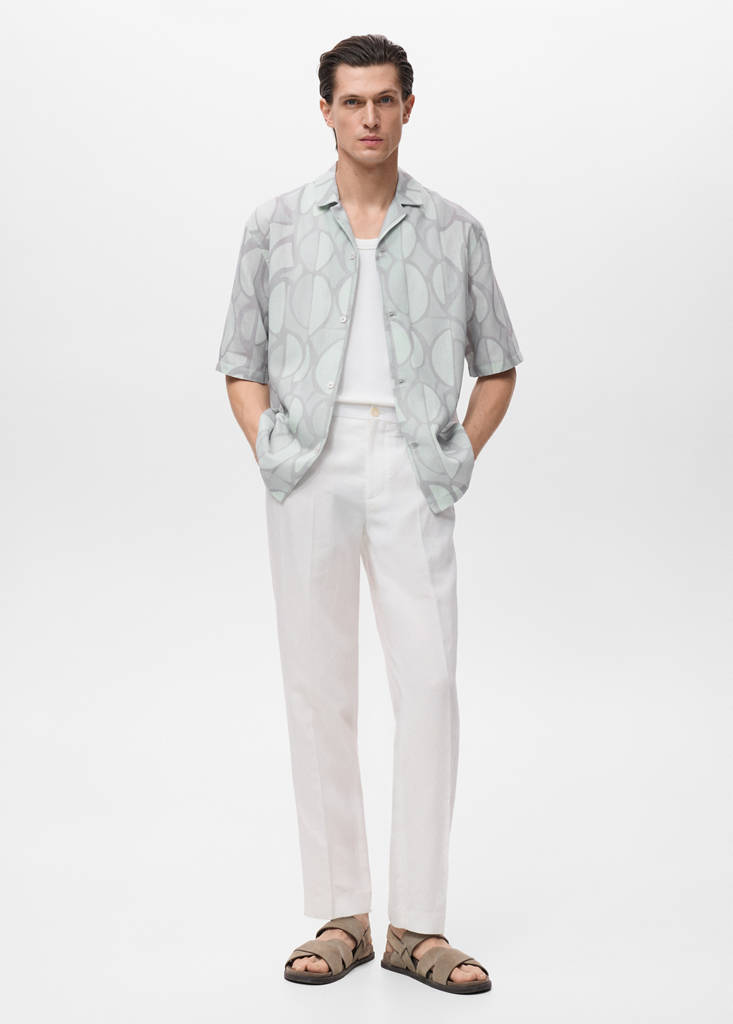 Printed short-sleeved shirt — Sky Blue