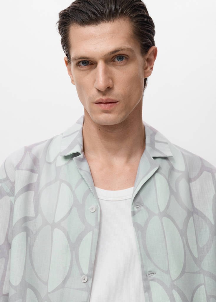 Printed short-sleeved shirt — Sky Blue